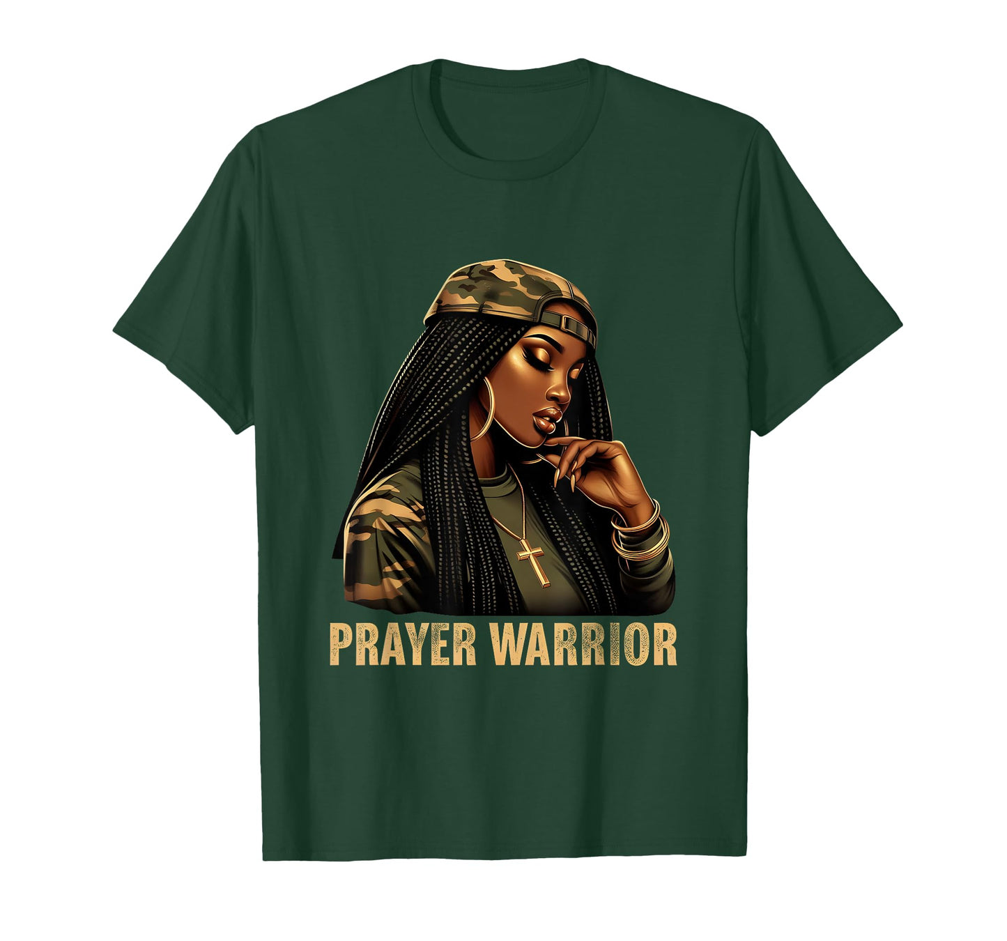 Prayer Warrior Black Woman Camo Christian Faith Empowerment T-Shirt