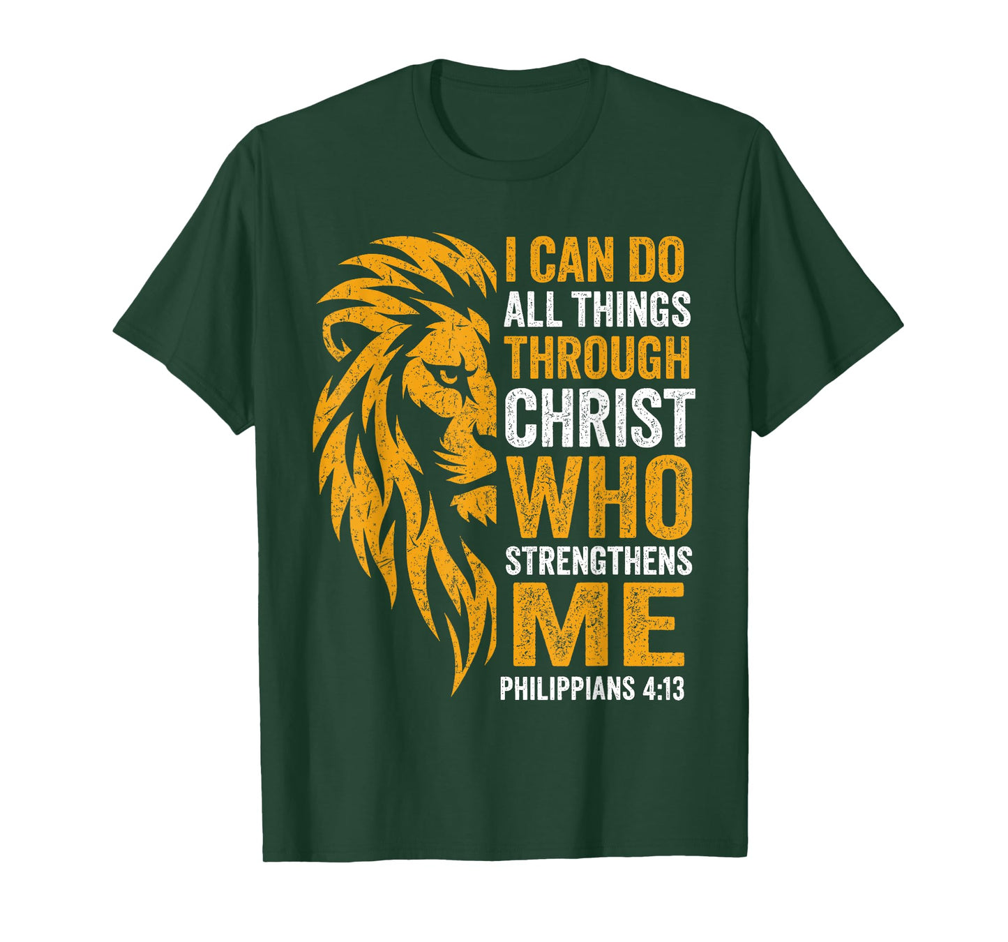 Christian I Can Do All Things Through Christ Lion Faith T-Shirt