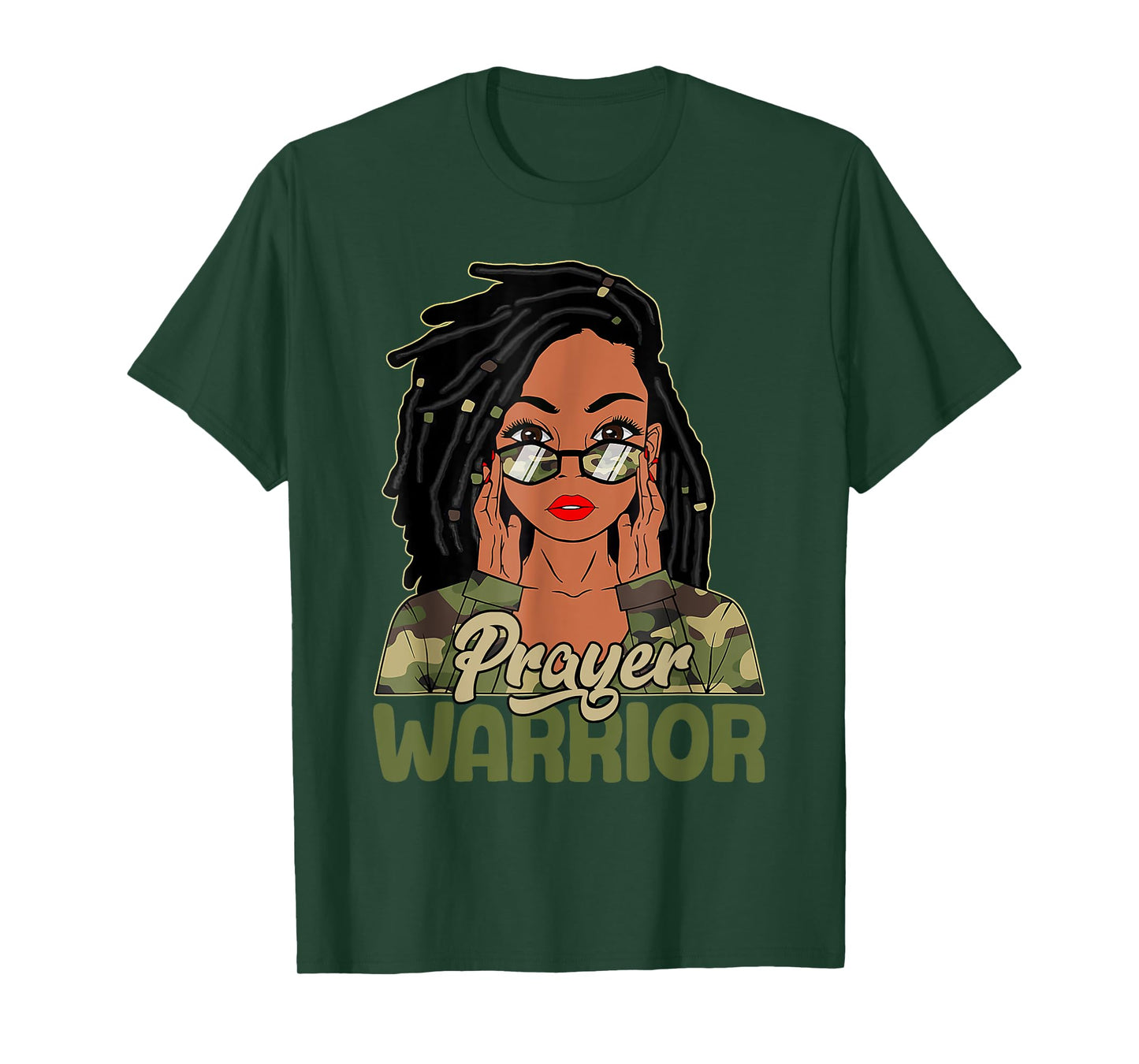 Praying Black Woman Afro Christian Sayings Prayer Warrior T-Shirt