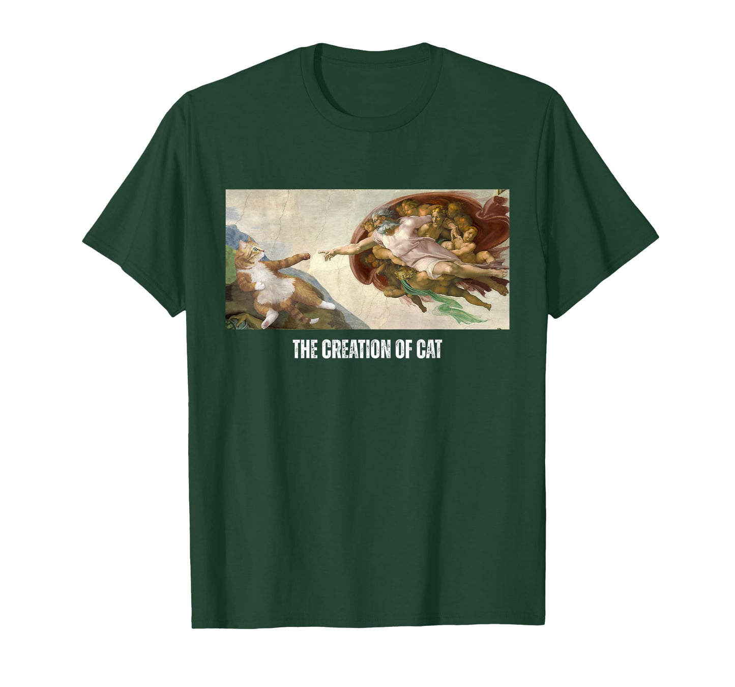 Funny Cat God Creation of Adam Art Michelangelo Jesus Art T-Shirt