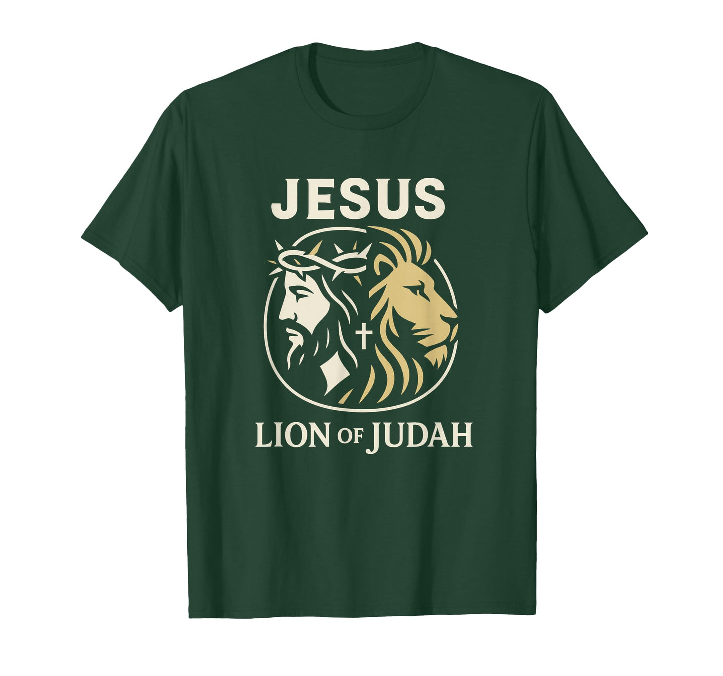 Jesus Lion of Judah Cross Emblem Christian Faith - Religious T-Shirt