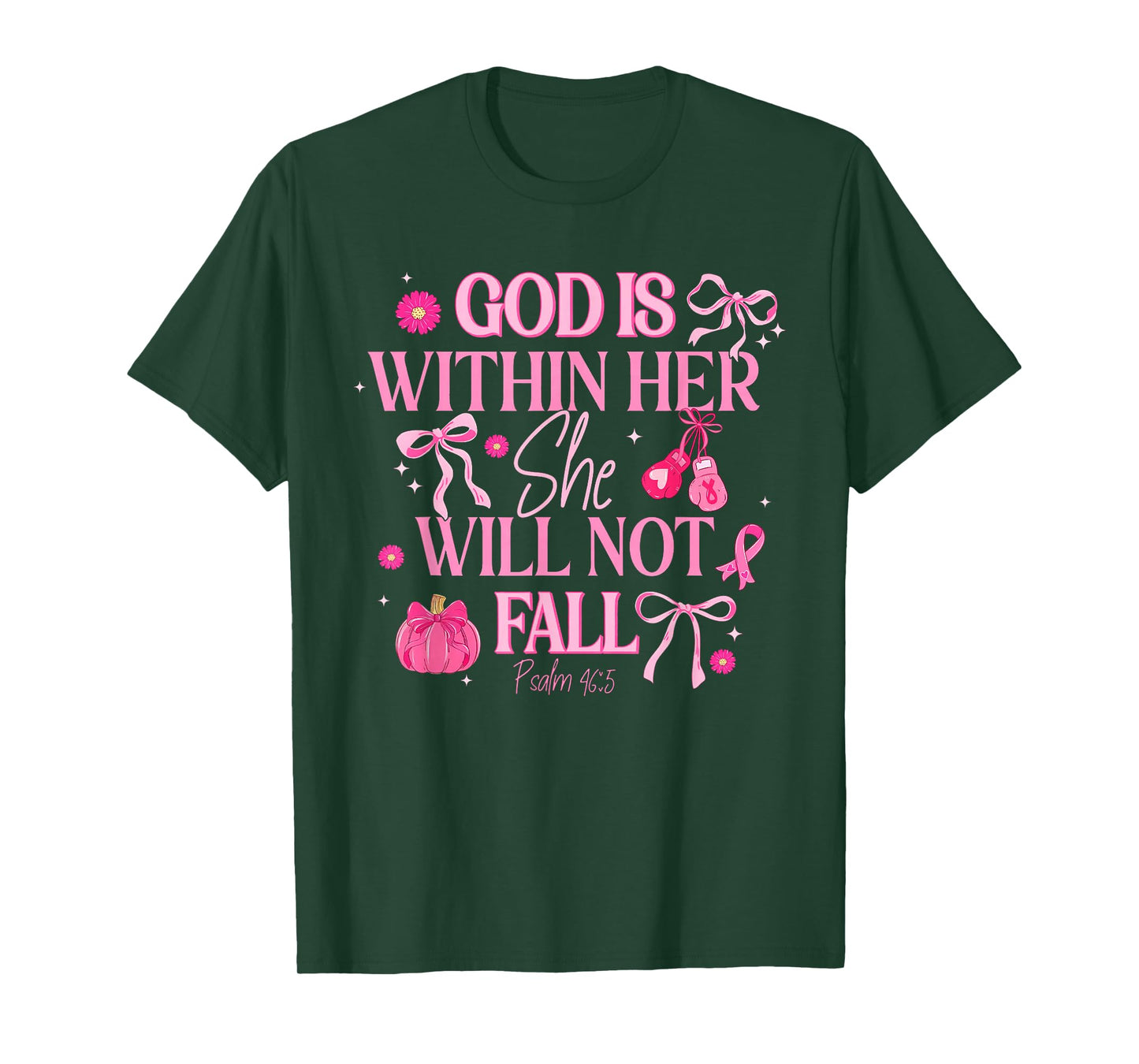 God is Within Her She Will Not Fall Breast Cancer Awareness T-Shirt