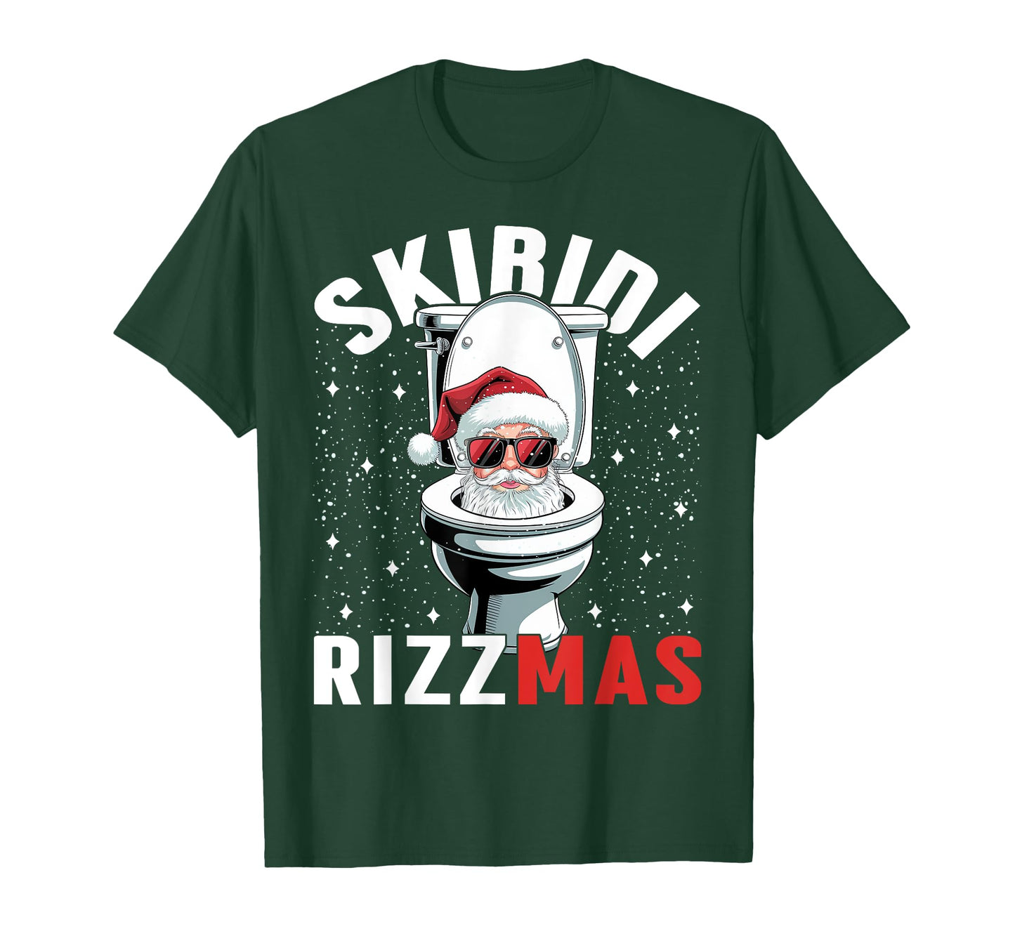 Funny Toilet Santa Skibidi Rizzmas White Elephant Christmas T-Shirt