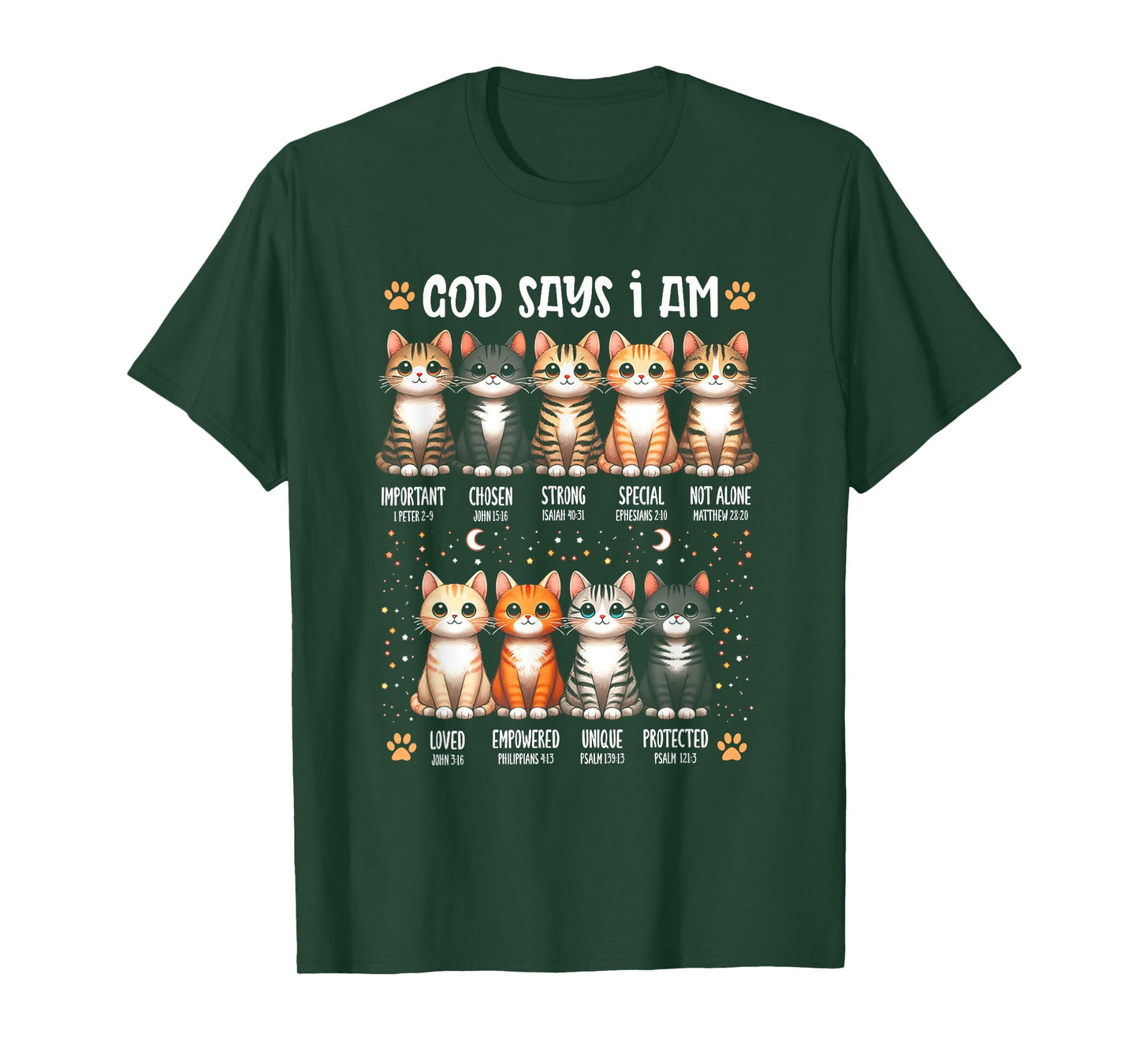 God Says I Am Christian Bible Verse Cat Lover Christian Men Women T-Shirt