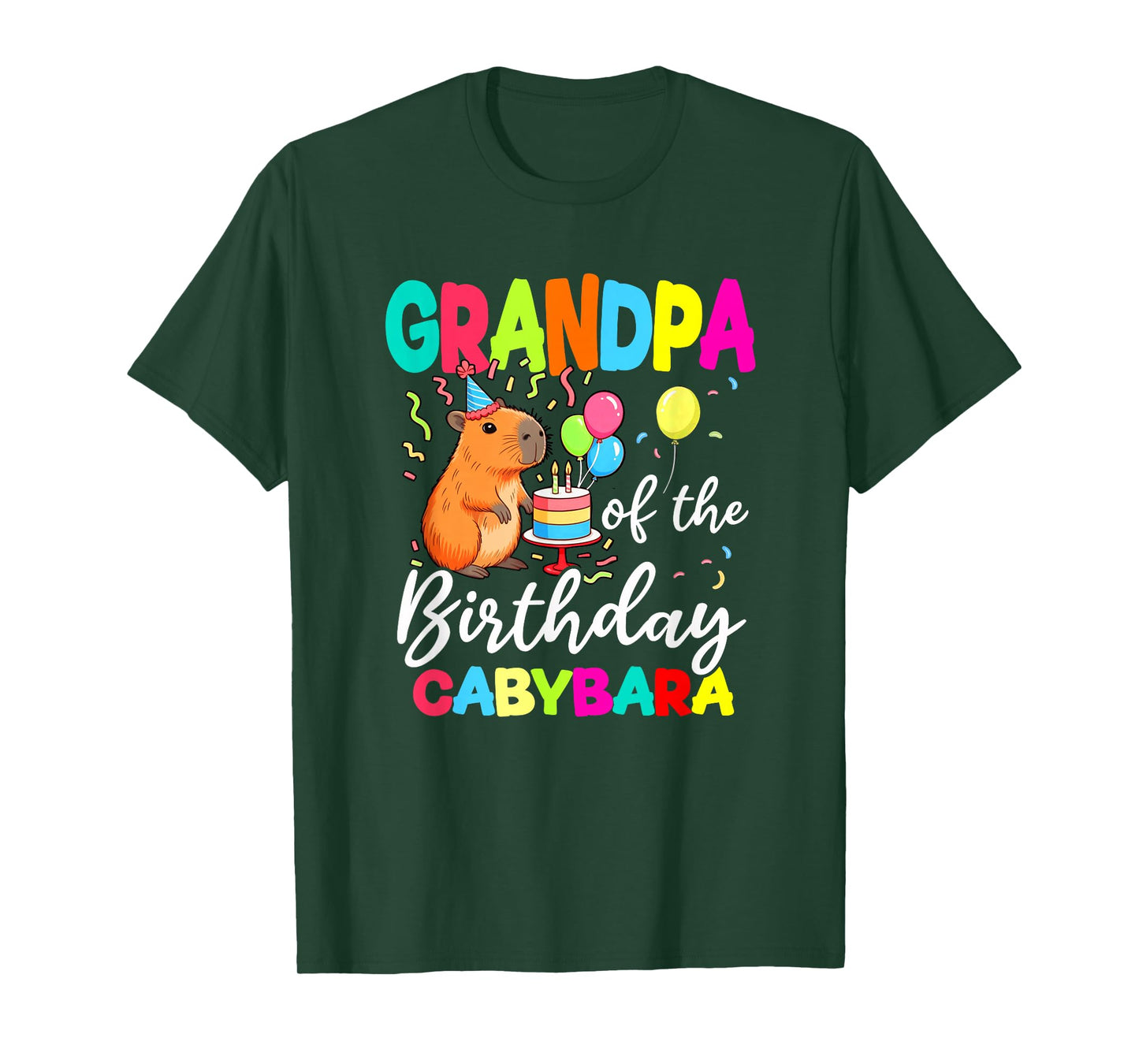 Grandpa of The Birthday Capybara Girl Bday Party Family T-Shirt