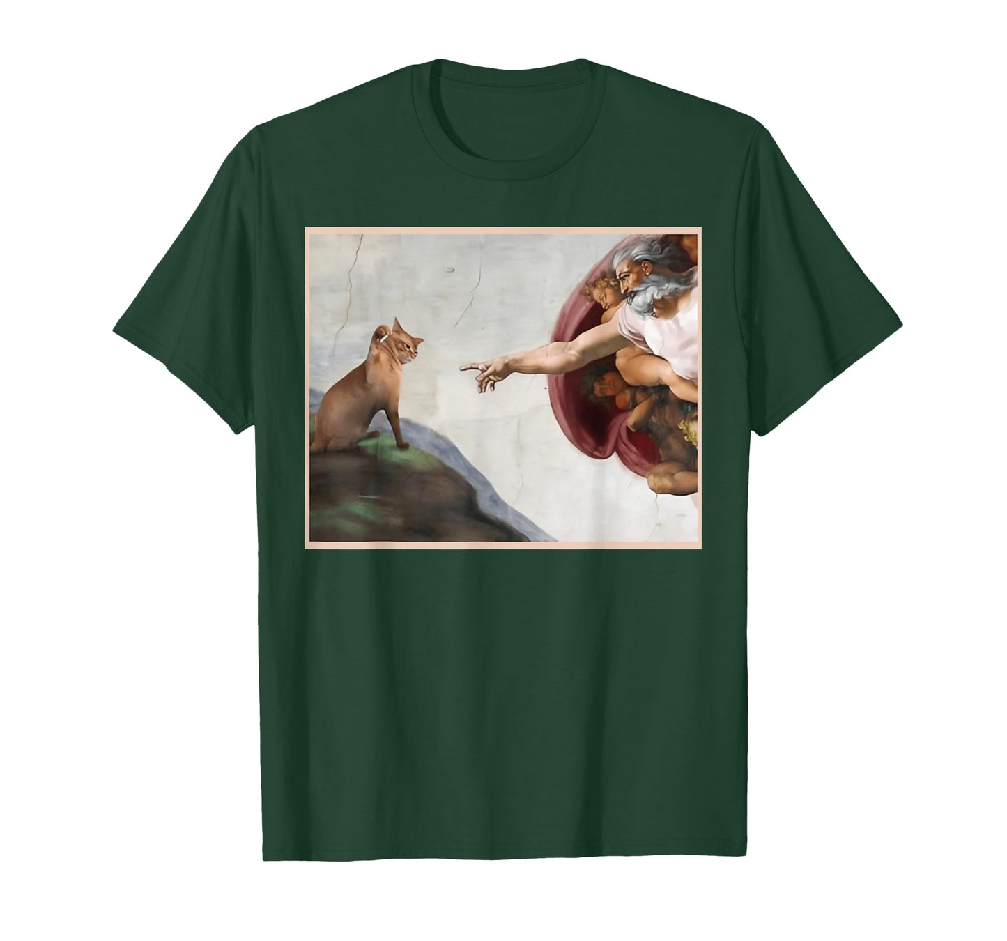 Cat God Creation of Adam Meme Funny Memes Internet Memes Men T-Shirt