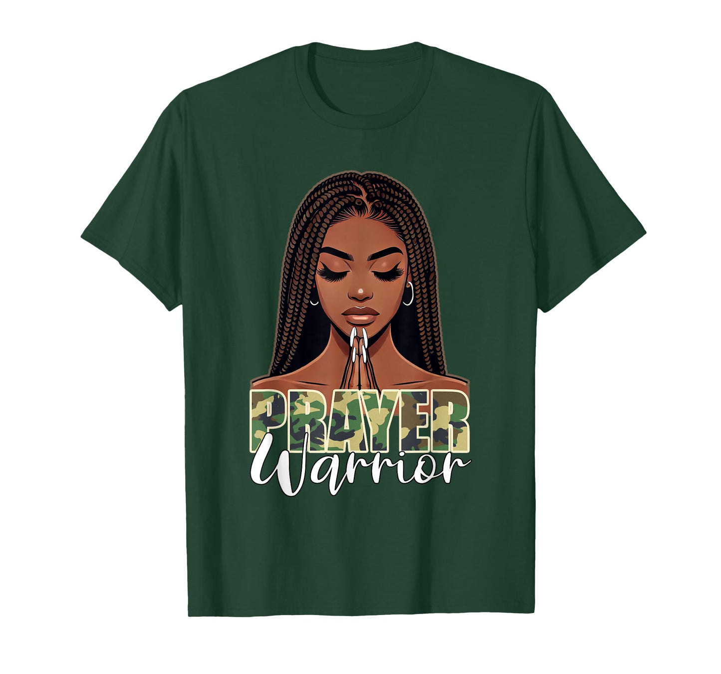 Prayer Warrior Young Christian Black Woman Pray Camo T-Shirt