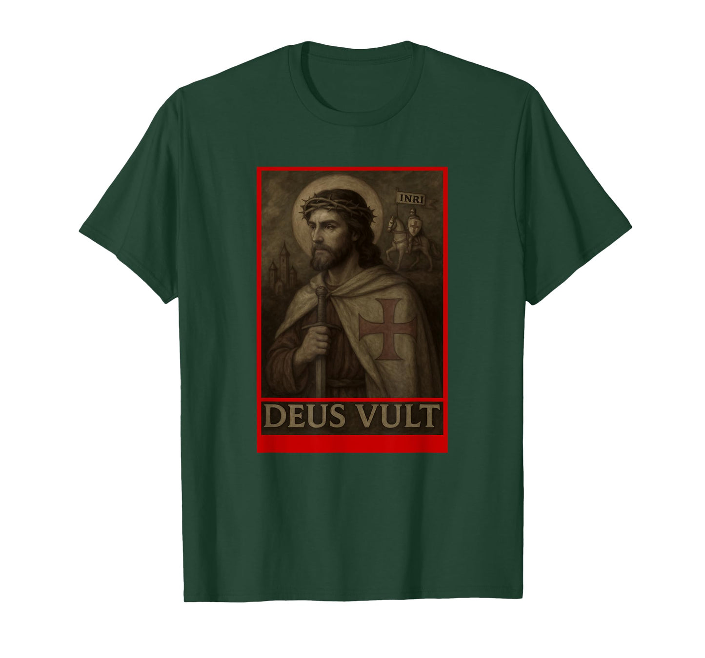 Jesus Knights Templar Crusades Deus Vult Crusaders T-Shirt