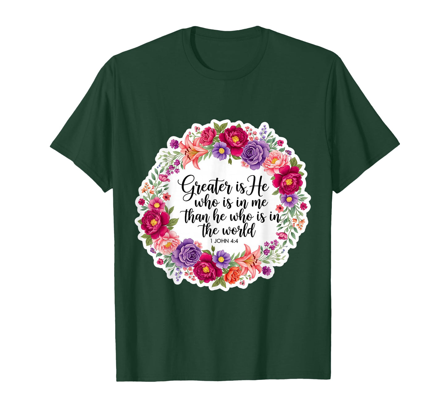 Christian Woman Bible Verse Jesus Greater is He Who is in Me T-Shirt