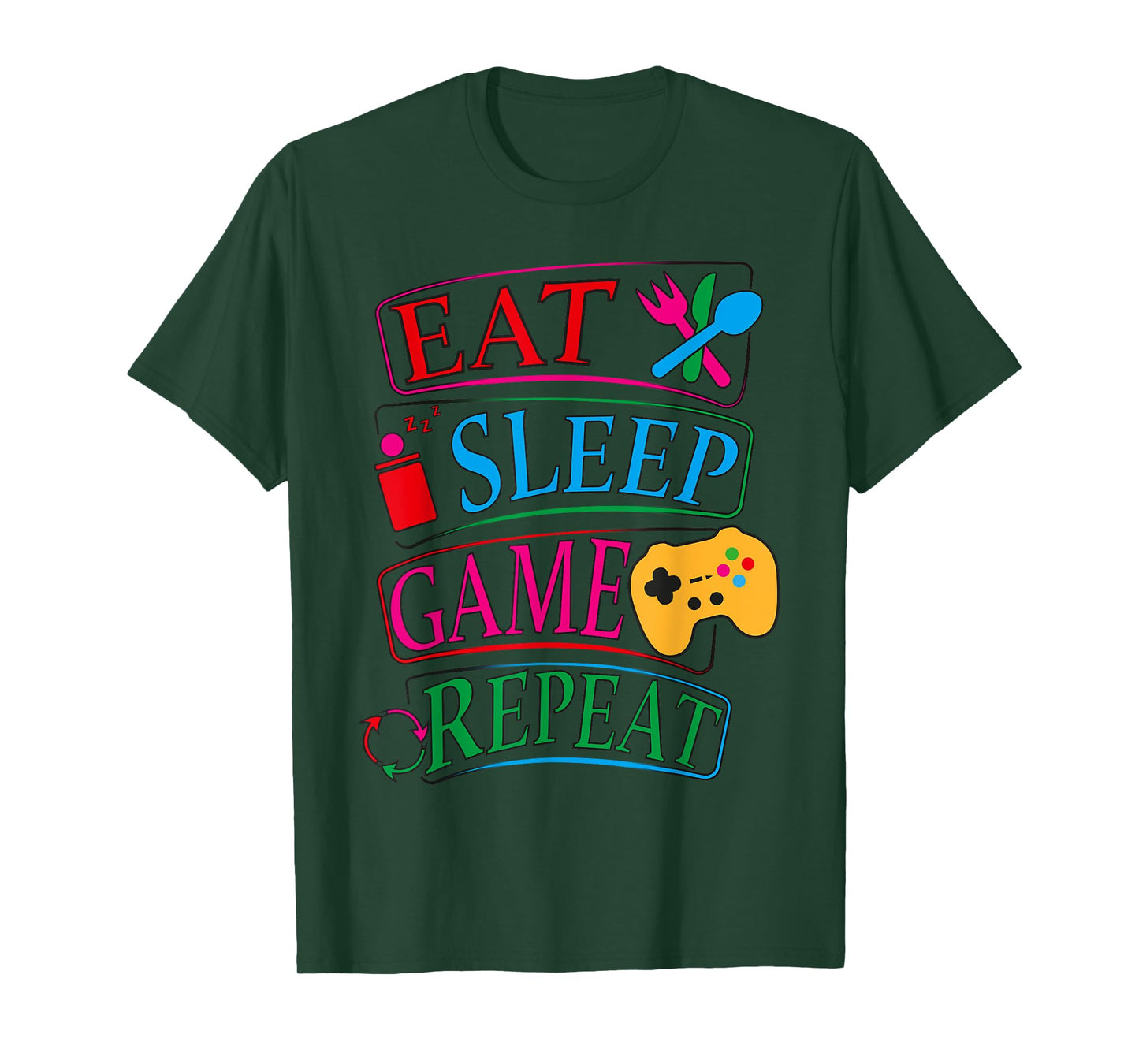 Eat Sleep Game Repeat Funny Gamer Quote Tee T-Shirt