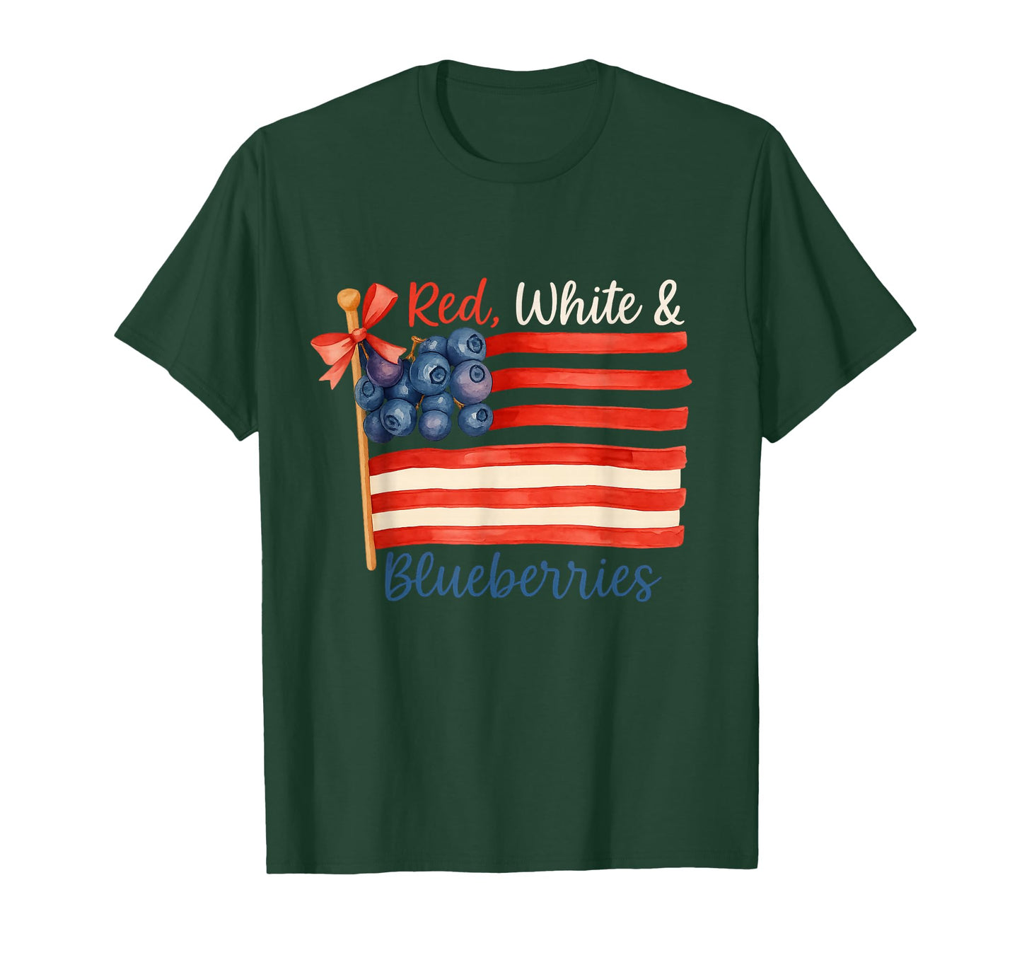 Red White & Blueberries American Flag PNG Blueberry USA T-Shirt