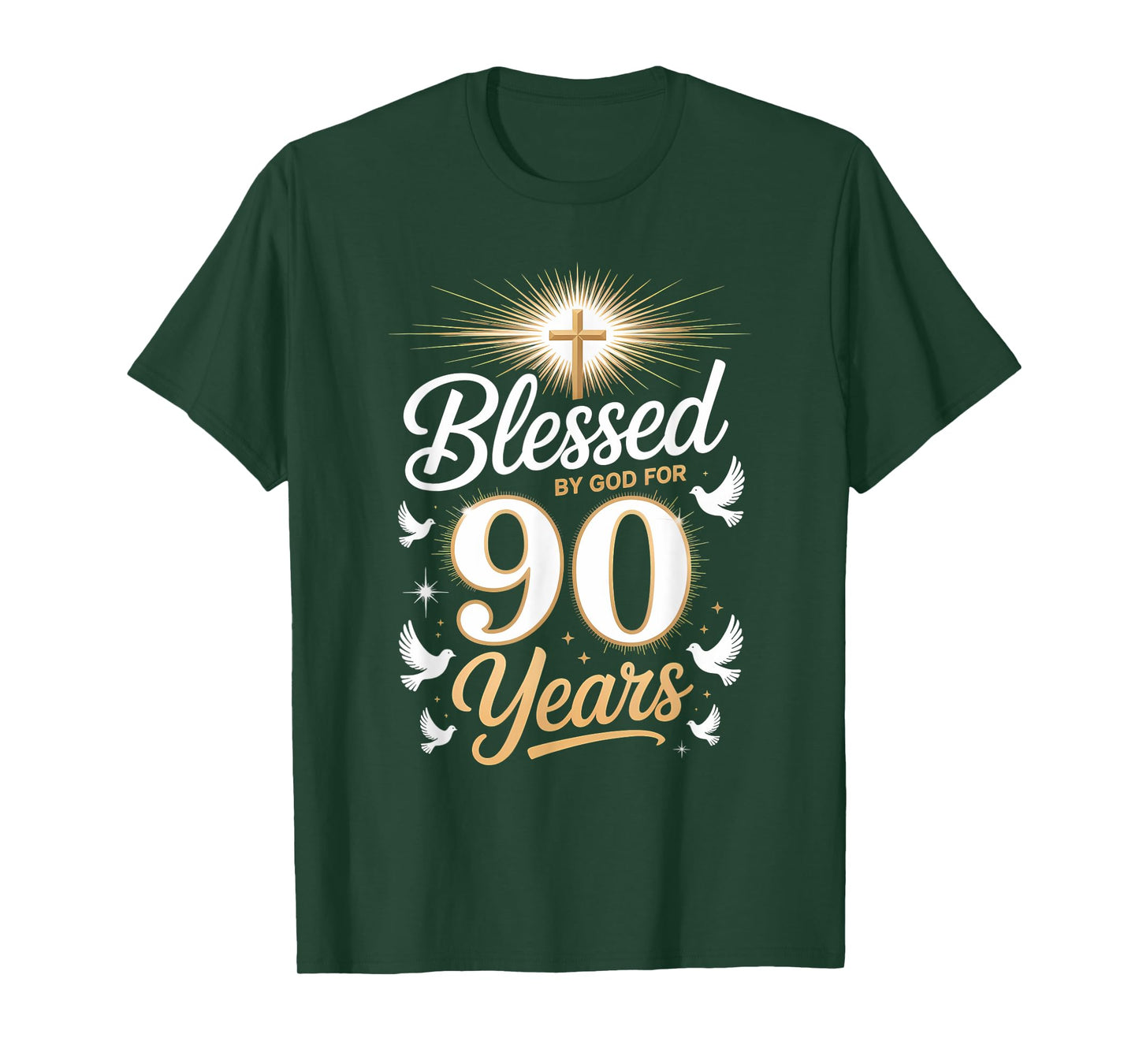 Blessed by God for 90 Years Religious Themed 90th Birthday T-Shirt