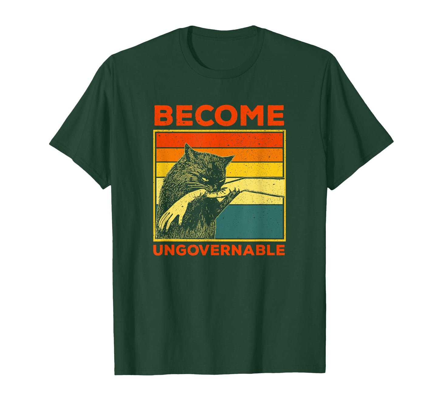 Become Ungovernable - Black Cat Biting Hand Funny Meme T-Shirt