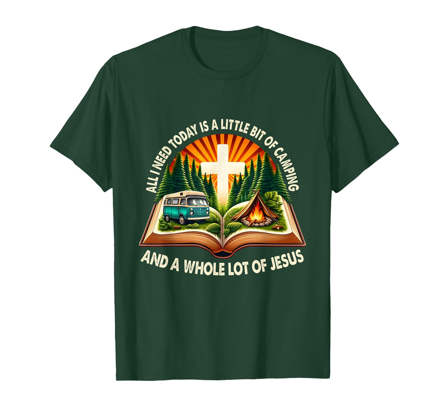 Camping and Jesus Outdoors Faith Bible Campfire Apparel T-Shirt