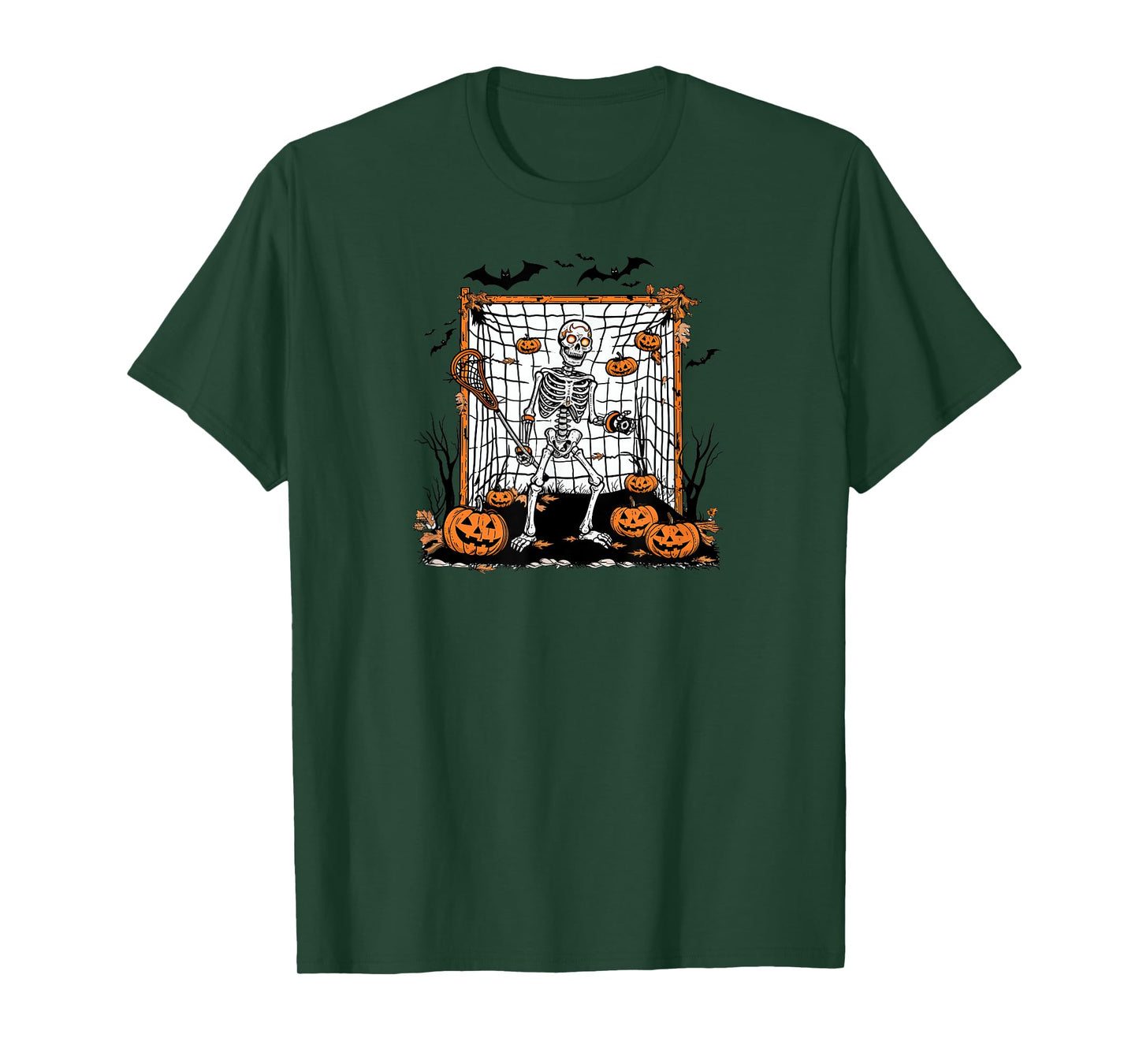 Halloween Lacrosse Skeleton Goalie T-Shirt