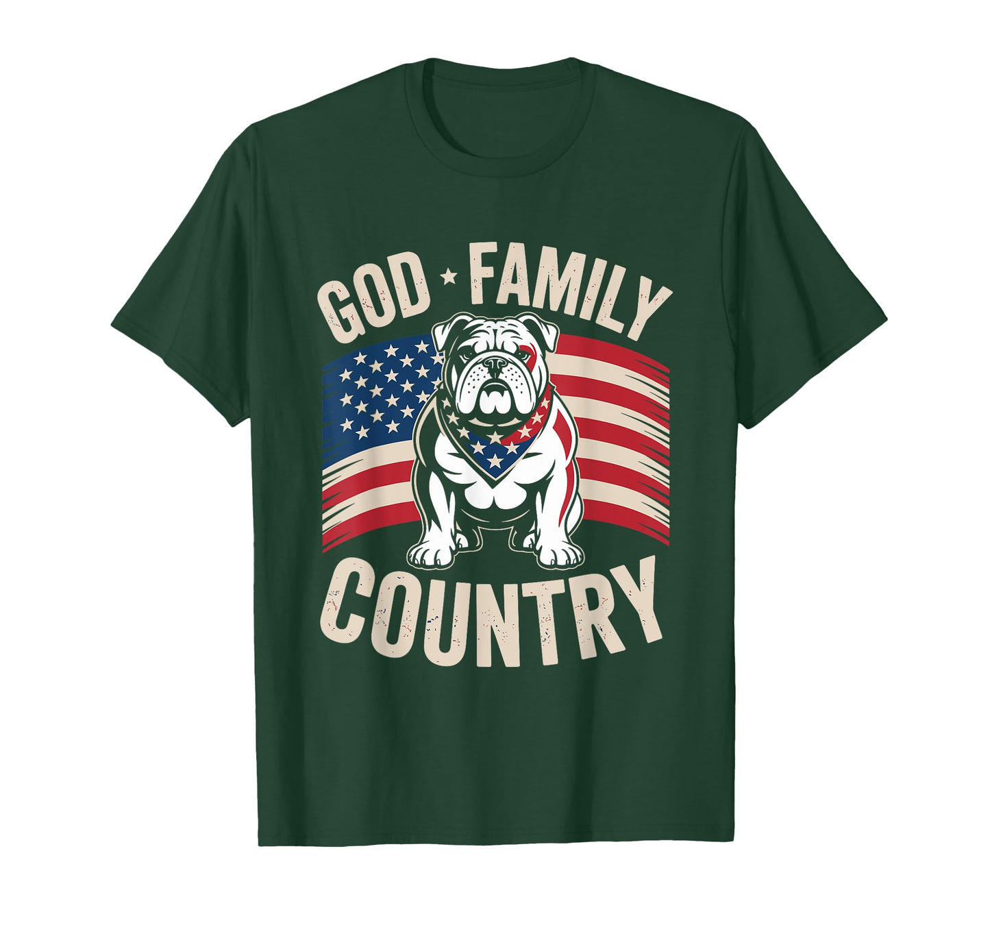 God Family Country Freedom - Patriotic Christian US Flag T-Shirt