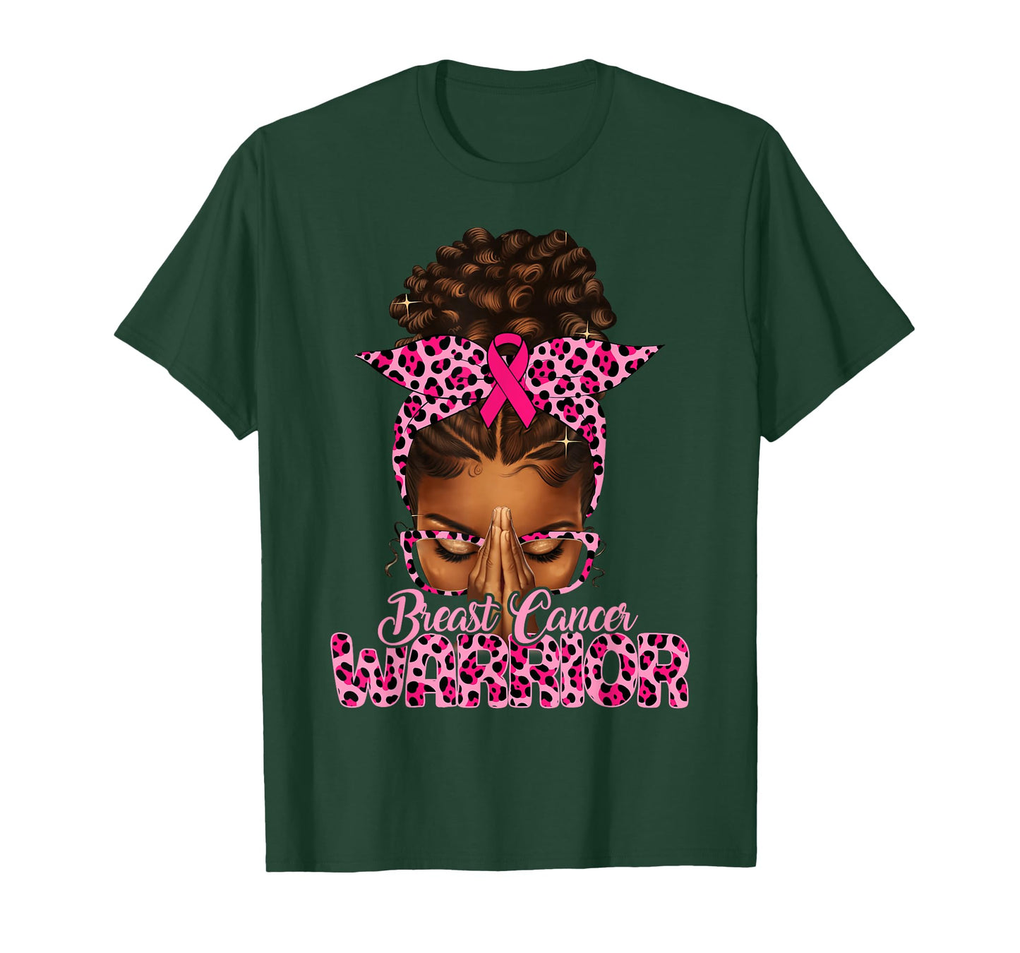 Breast Cancer Warrior Praying Black Women Afro Christian T-Shirt