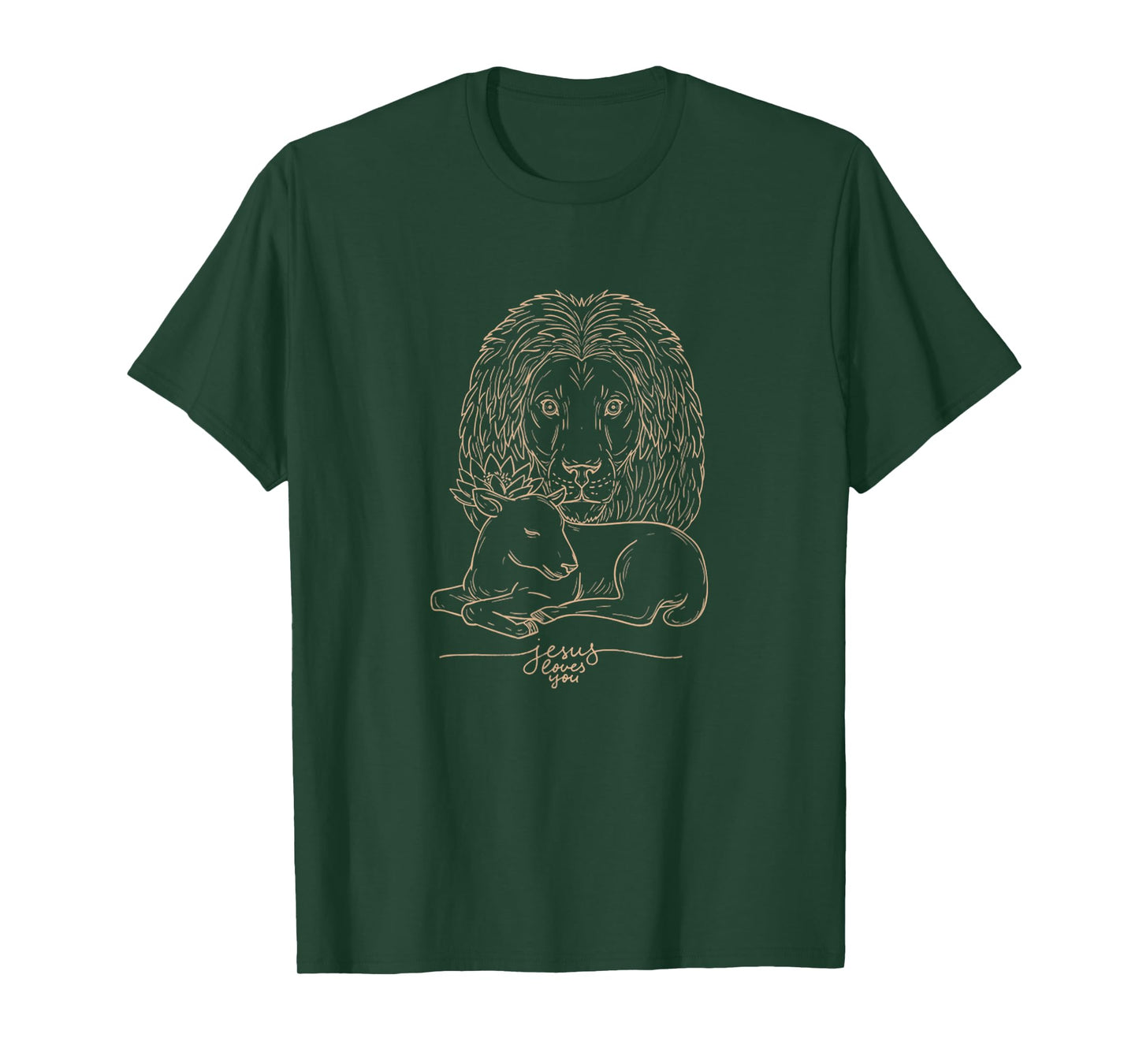 Vintage Jesus Loves The Lion and The Lamb Christ Faith T-Shirt
