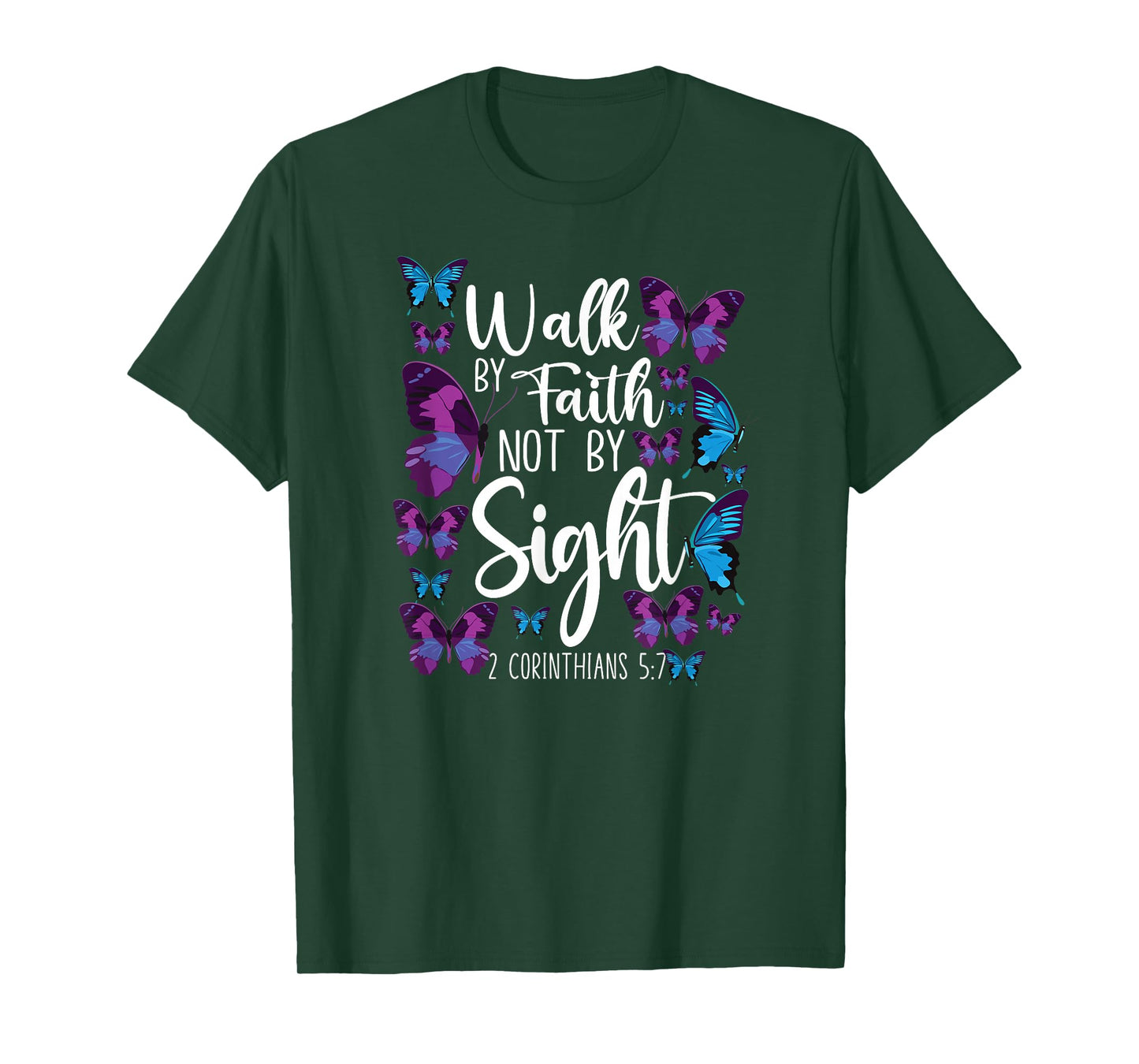 Christian Bible Verse Quote Butterfly 2 Corinthians 5 7 T-Shirt