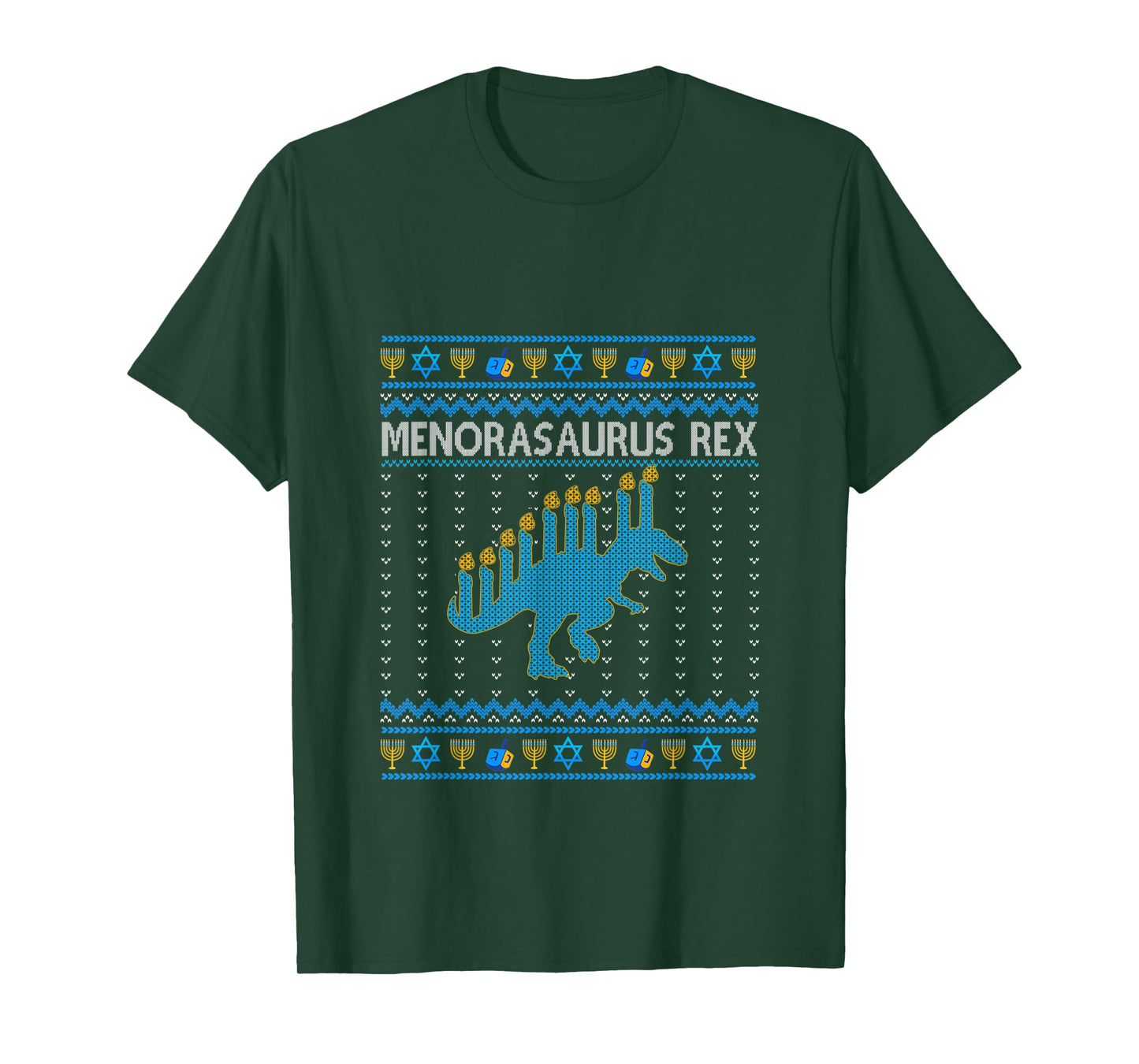 Menorasaurus Rex Trex Menorah Ugly Hanukkah tee Funny christ T-Shirt