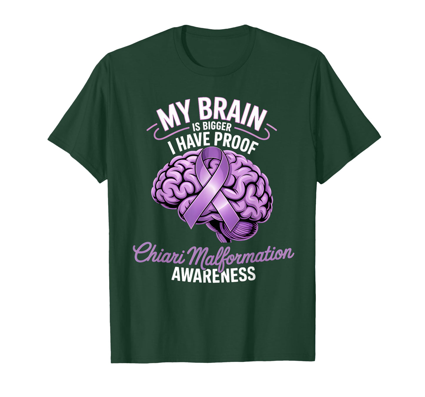Brain Is Bigger Chiari Malformation Awareness Ribbon Purple T-Shirt