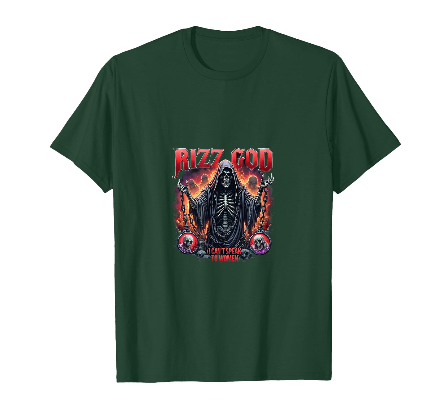 Funny Rizz God Meme Skeleton Gothic Style T-Shirt