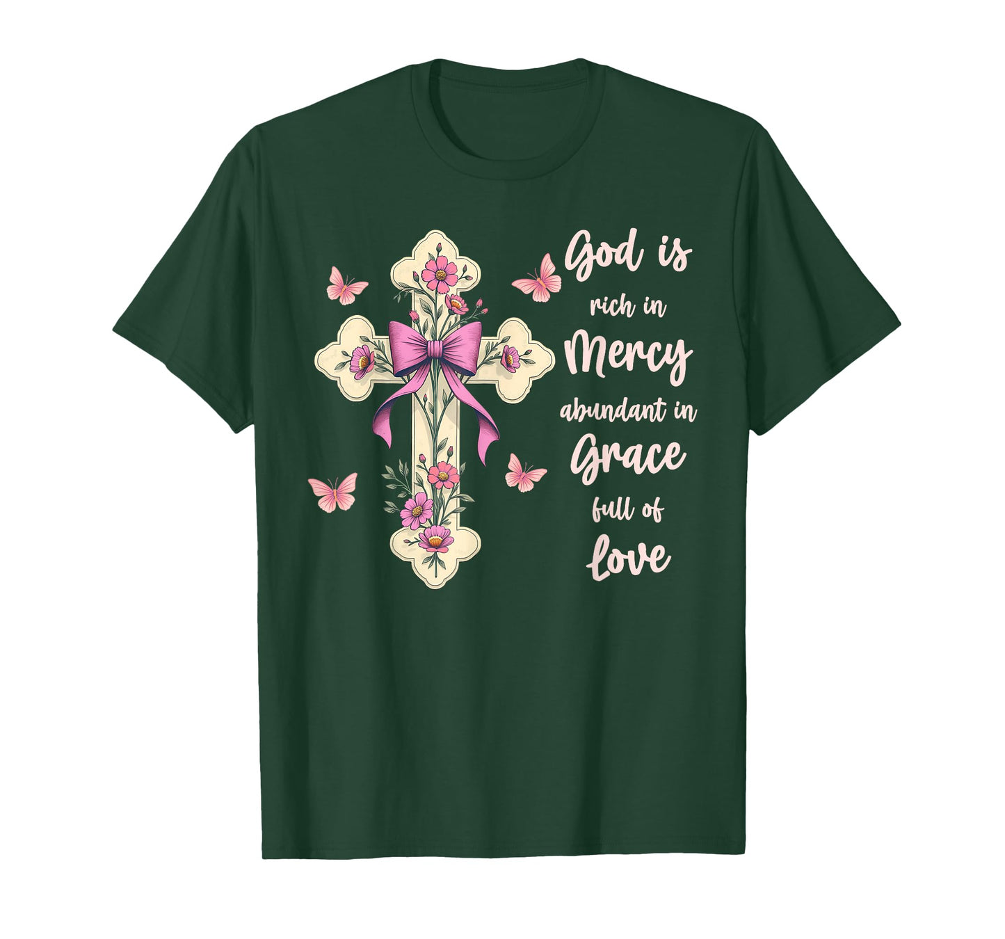 God Is Full Of Grace, Mercy, And Love Chinoiserie Cross T-Shirt