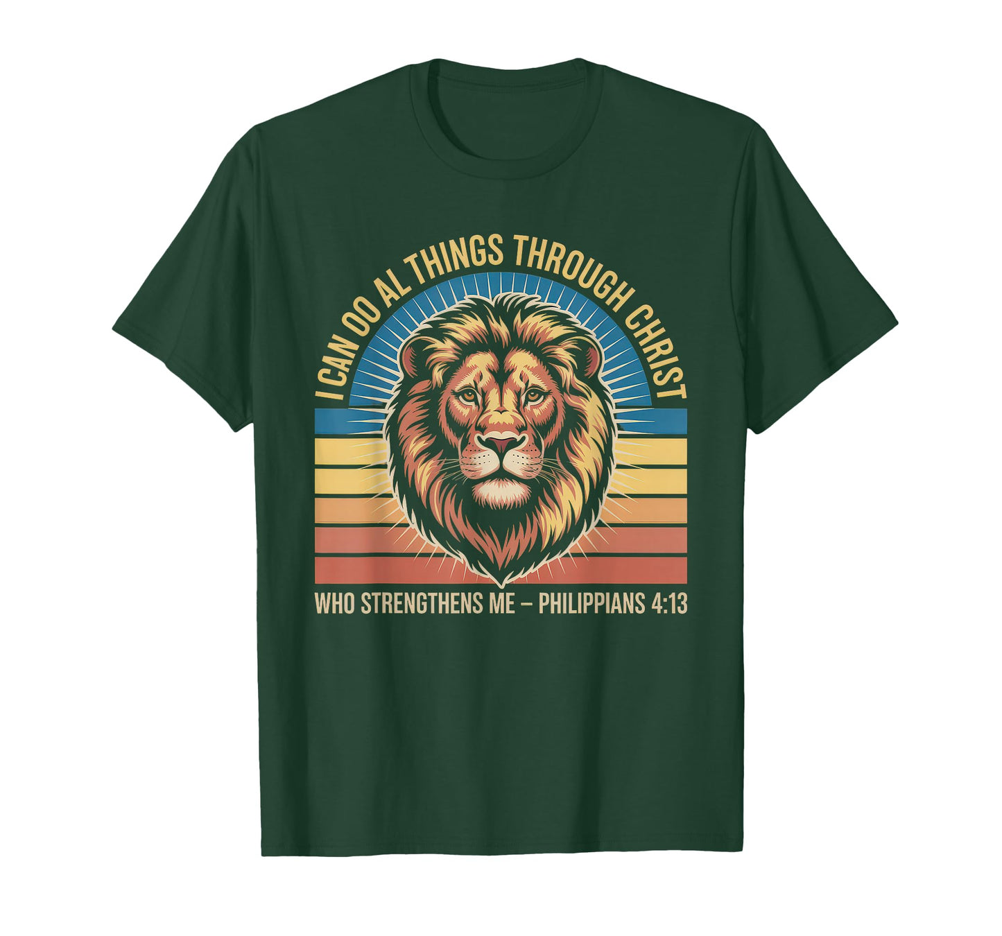 Christian Tshirt Philippians 4:13 Religious Lion Strengthens T-Shirt