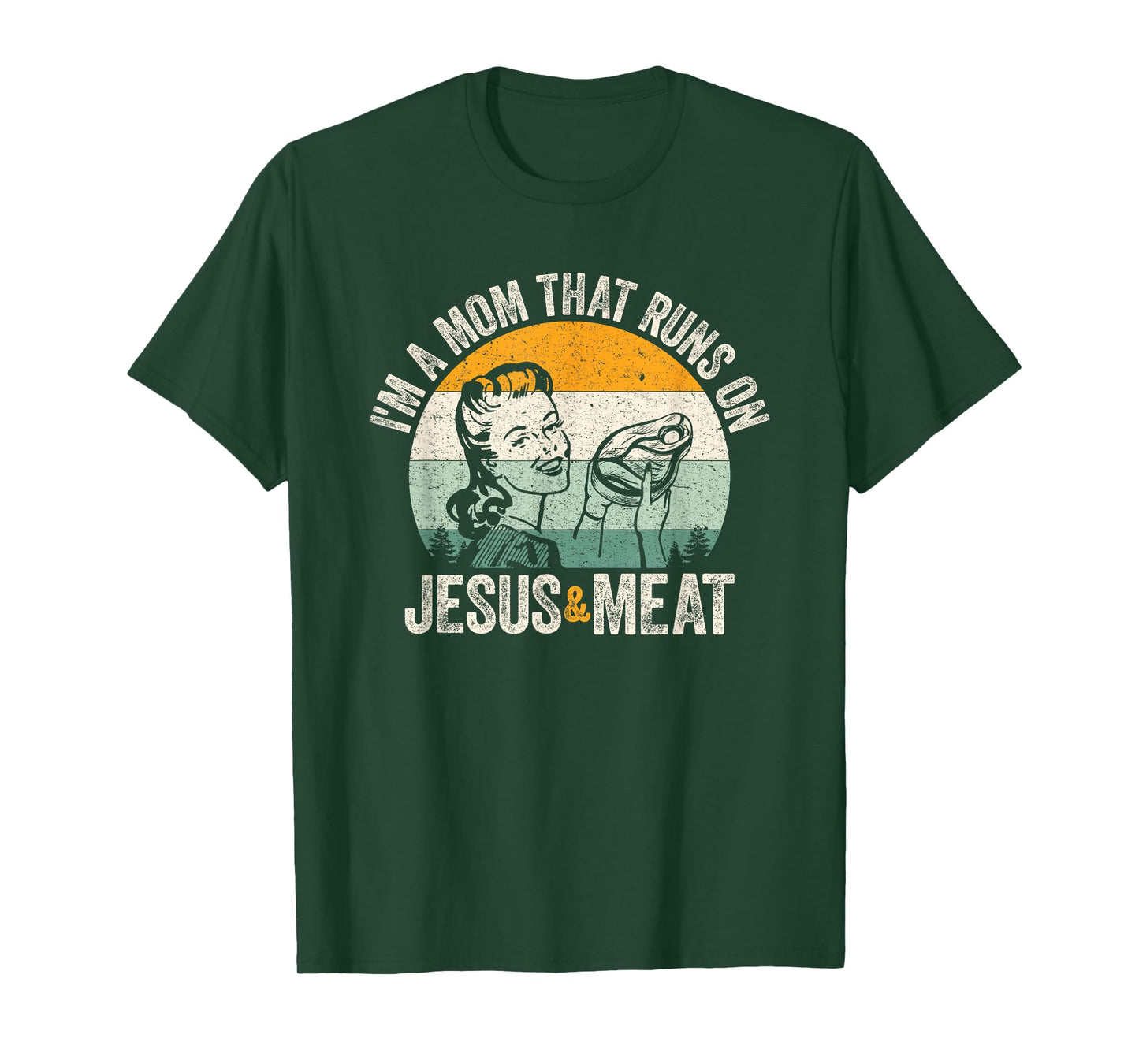 Carnivore Christian Mom Runs on Jesus and Meat Vintage Retro T-Shirt