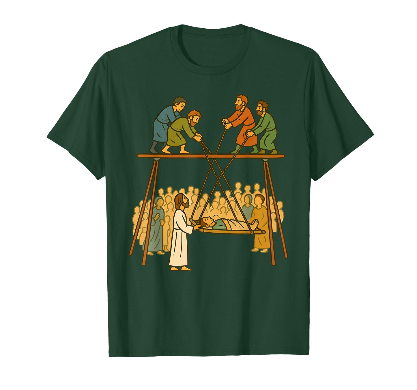 Faith of Four Jesus Heals the Paralyzed Man Christian Story T-Shirt