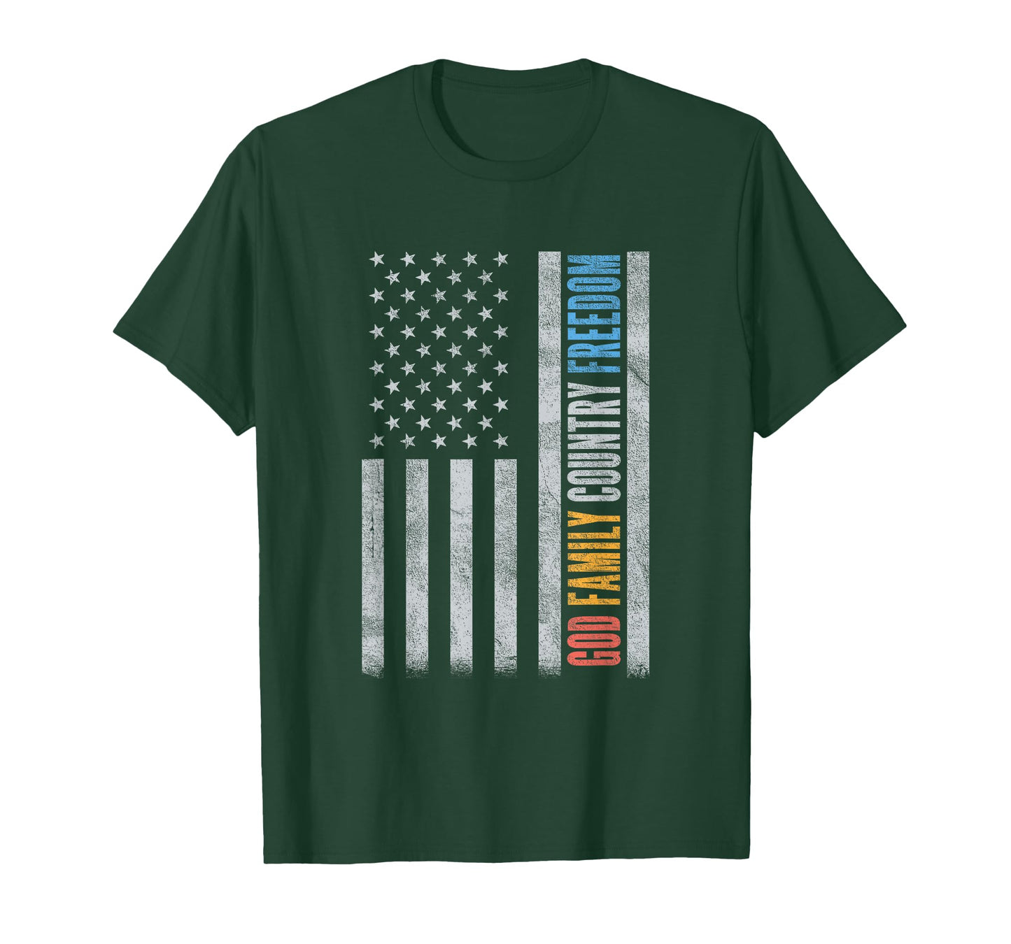 God Family Country Freedom American Flag Patriotic Christian T-Shirt