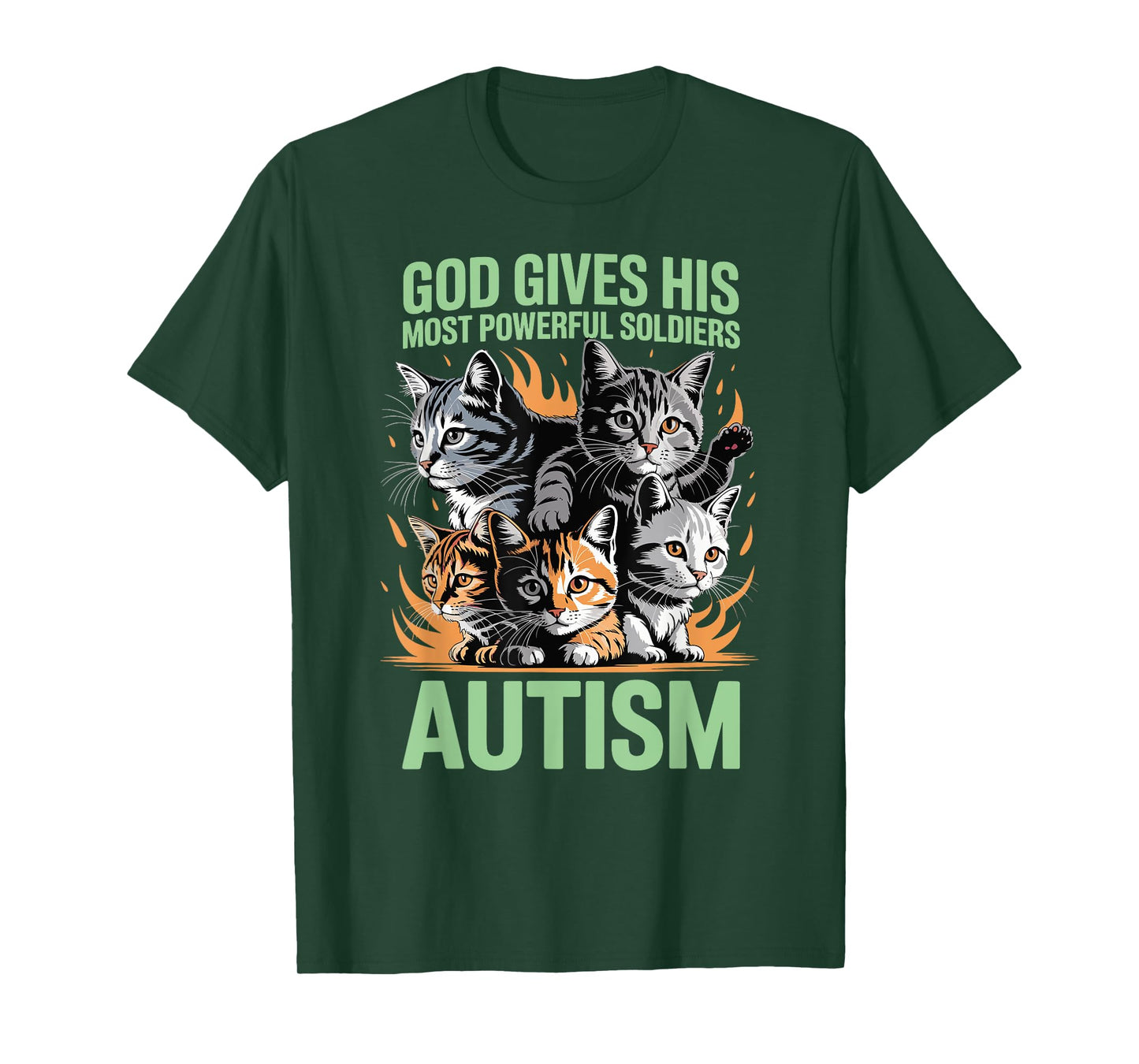 God Gives His Most Powerful Soldiers Autism Funny Cats Meme T-Shirt