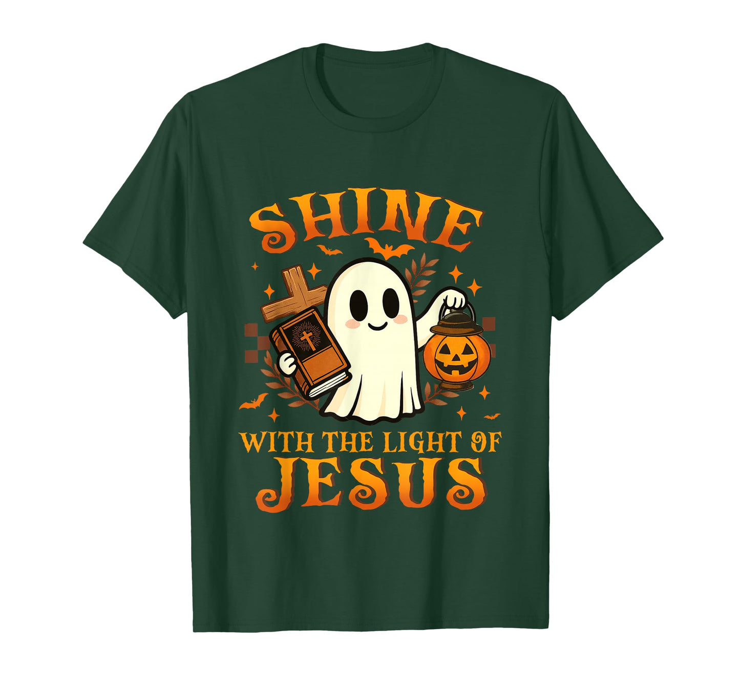 Shine with The Light of Jesus Christian Halloween Pumpkin T-Shirt