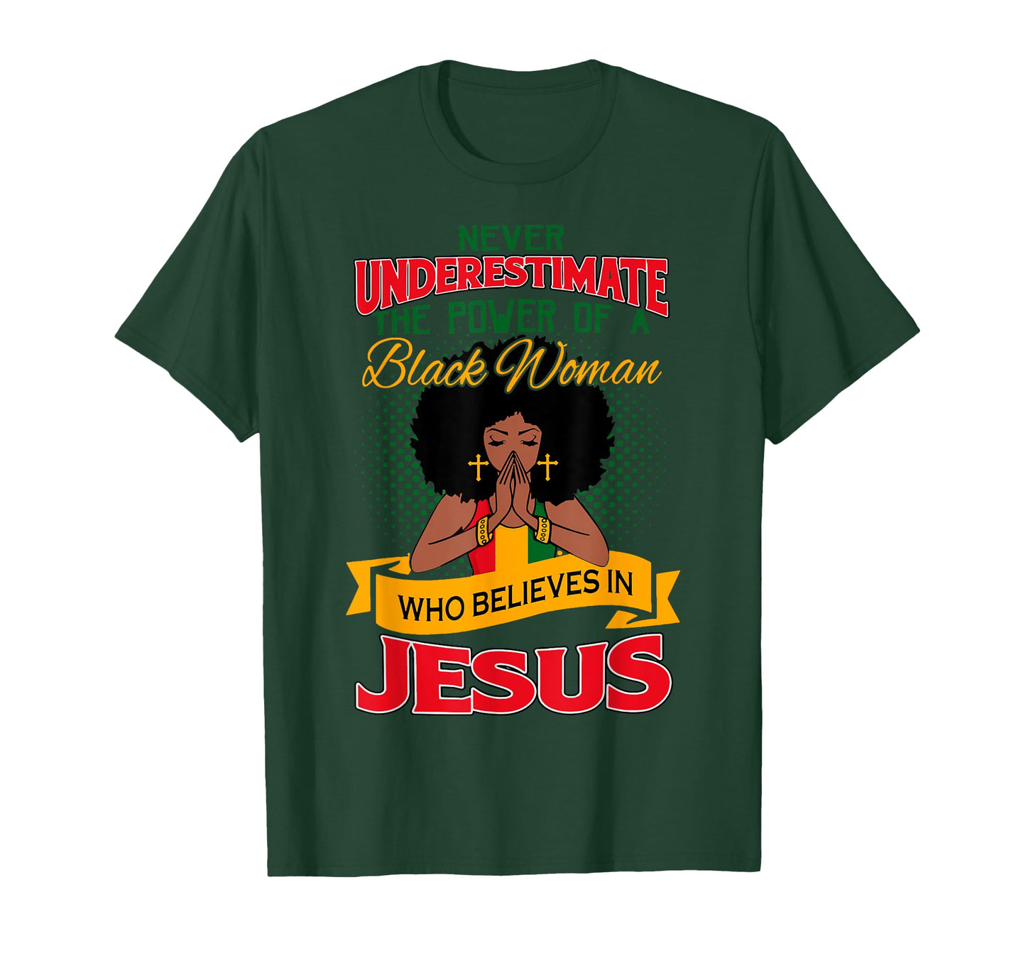 Proud African American Melanin Black Women Believe God Jesus T-Shirt