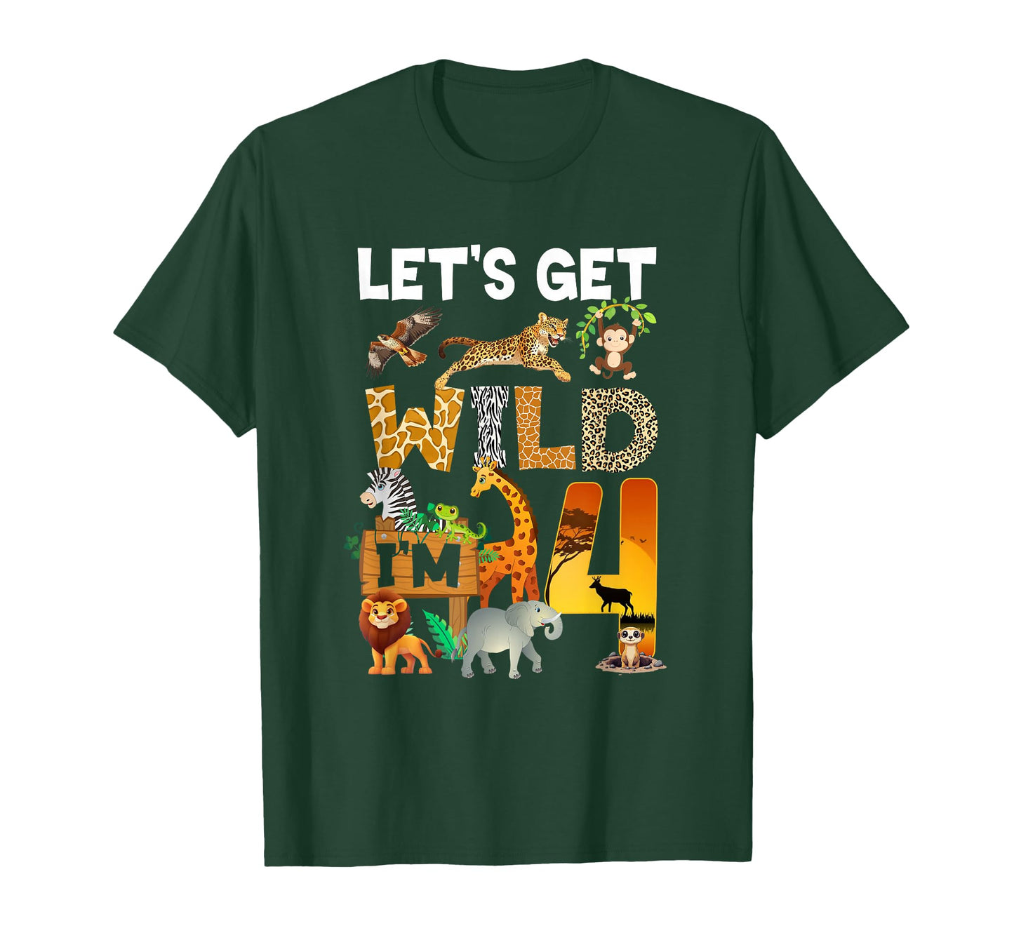 4 Year Old Zoo Birthday Safari Jungle Animal 4Th Bday T-Shirt