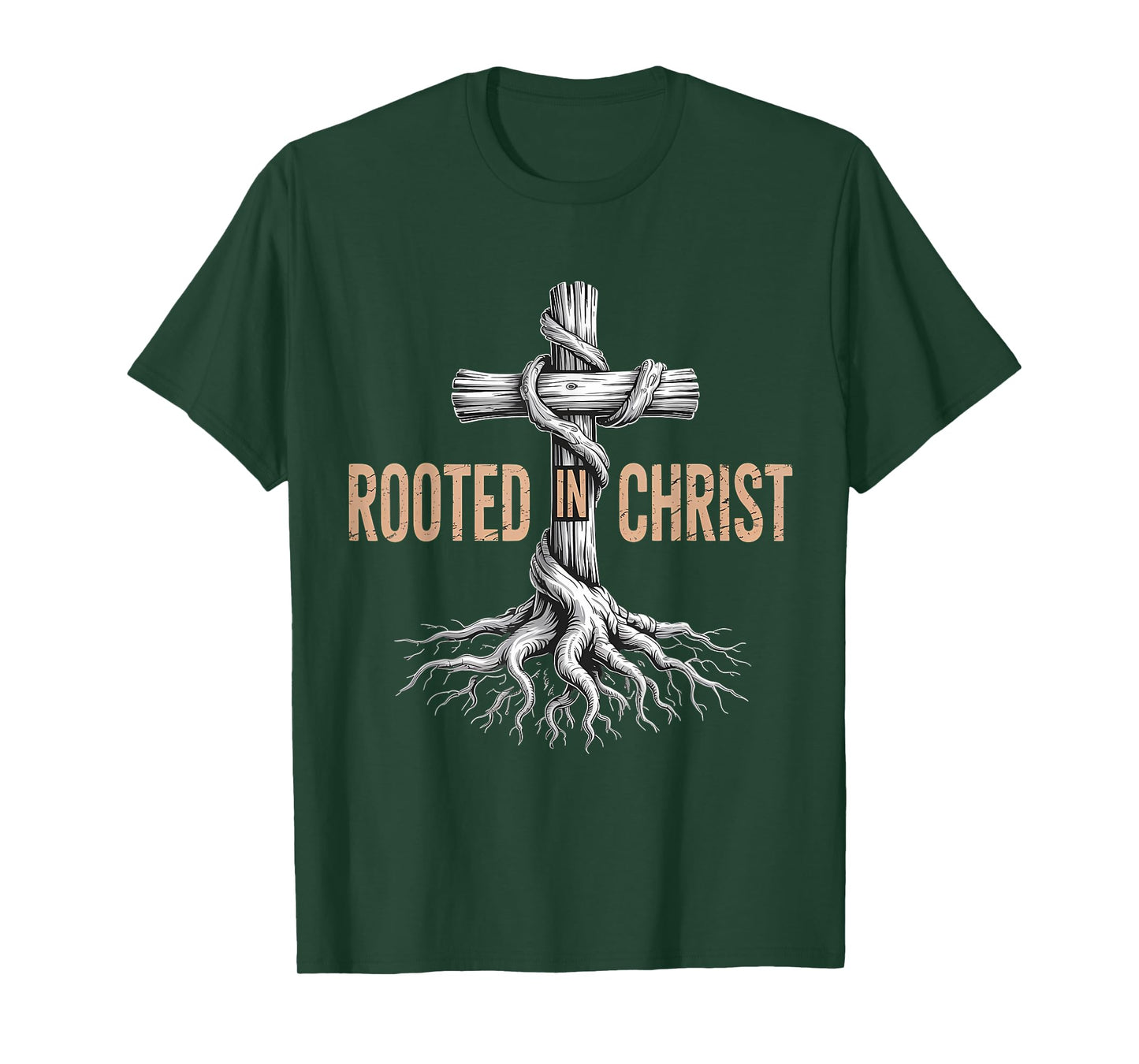Rooted in Christ Jesus Cross Christian Faith T-Shirt