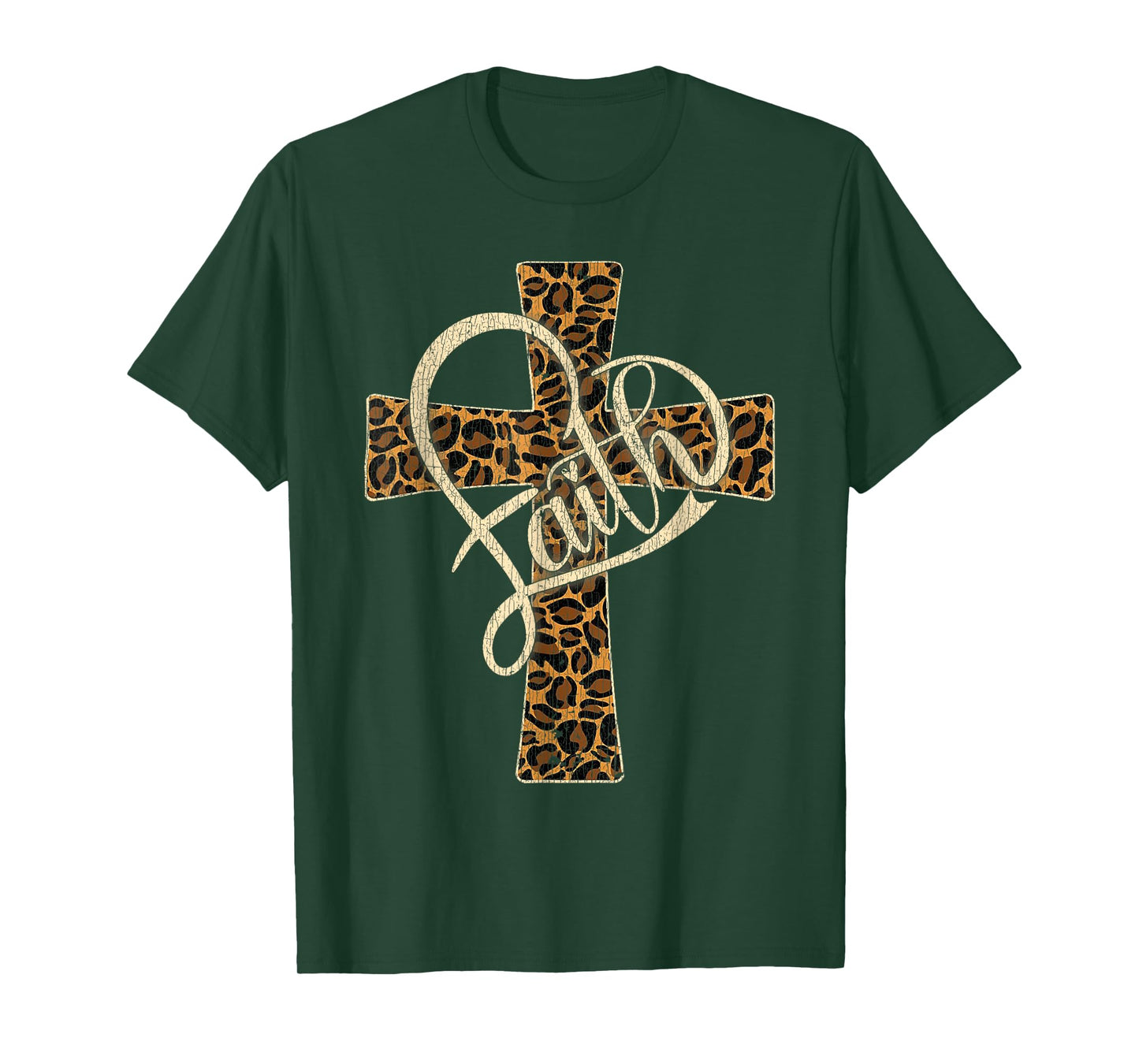 Vintage Faith Christian Men Womens Leopard Cheetah Print T-Shirt