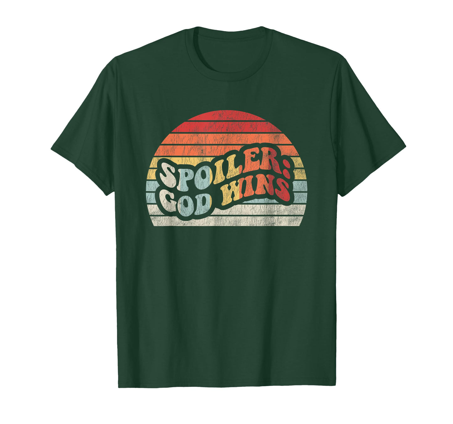Spoiler God Wins Retro Colorful Text T-Shirt