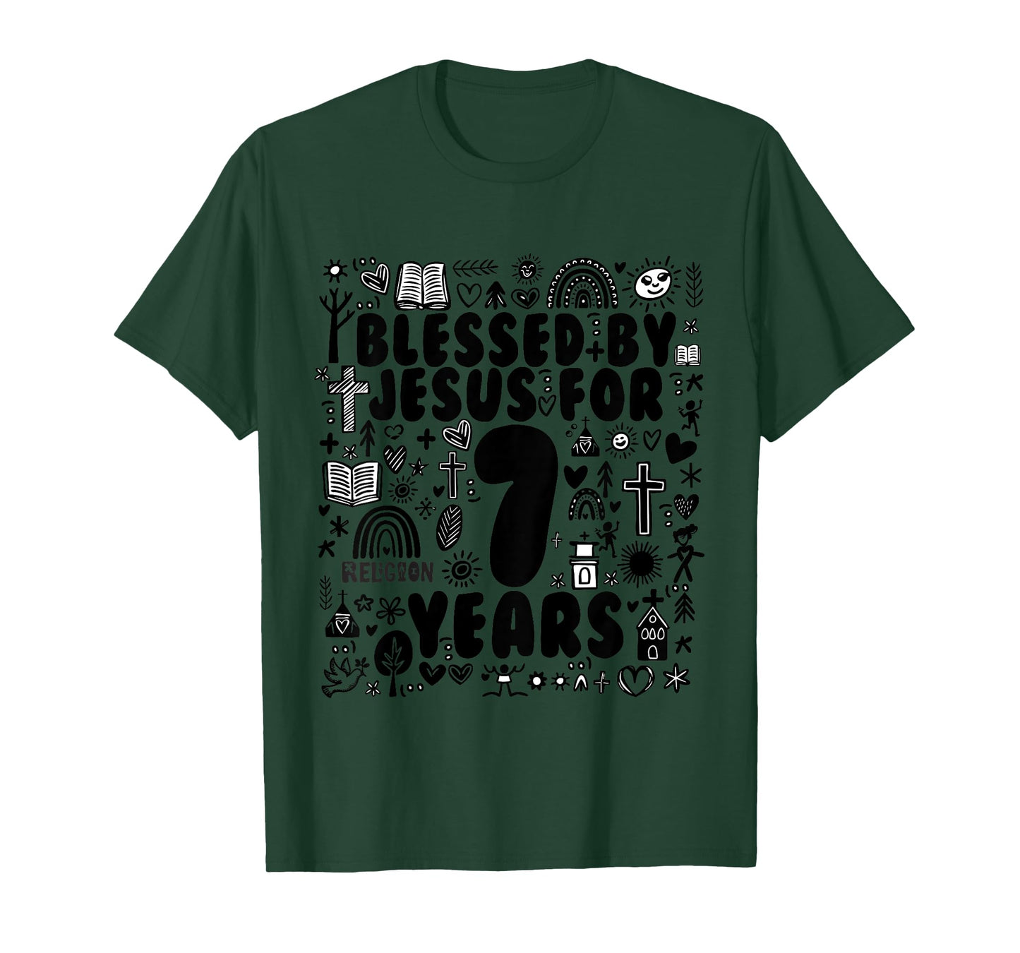 Kids BLESSED BY JESUS FOR 7 YEARS Birthday T-Shirt