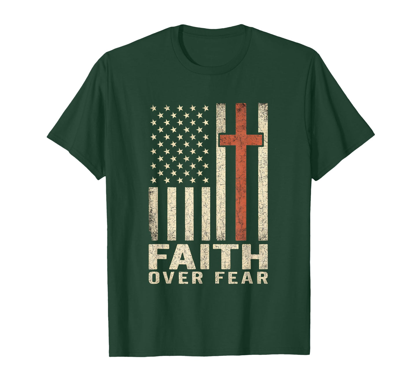 America Pride US Flag Faith Over Fear Christian Prayer T-Shirt
