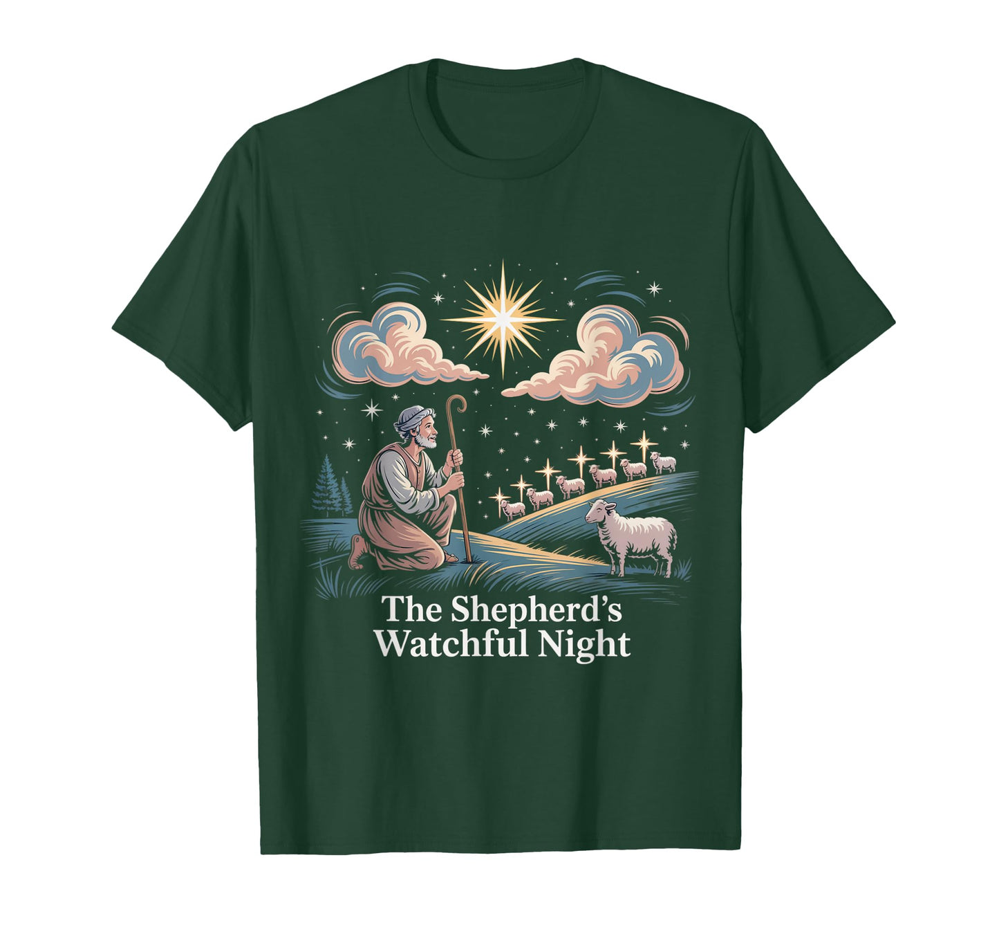 The Shepherd’s Watchful Night Nativity Design T-Shirt