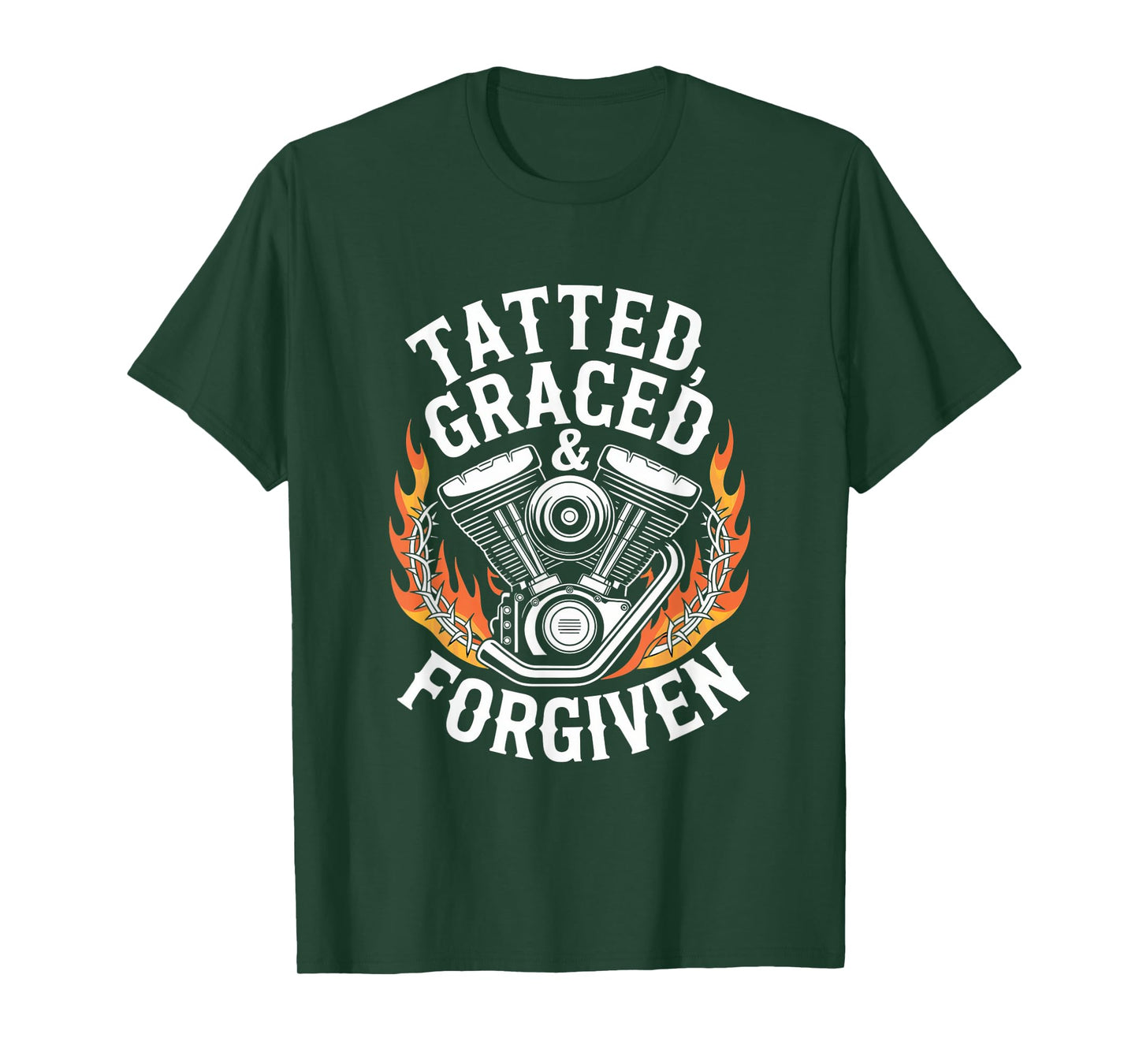 Christian Biker Tatted Graced Forgiven T-Shirt