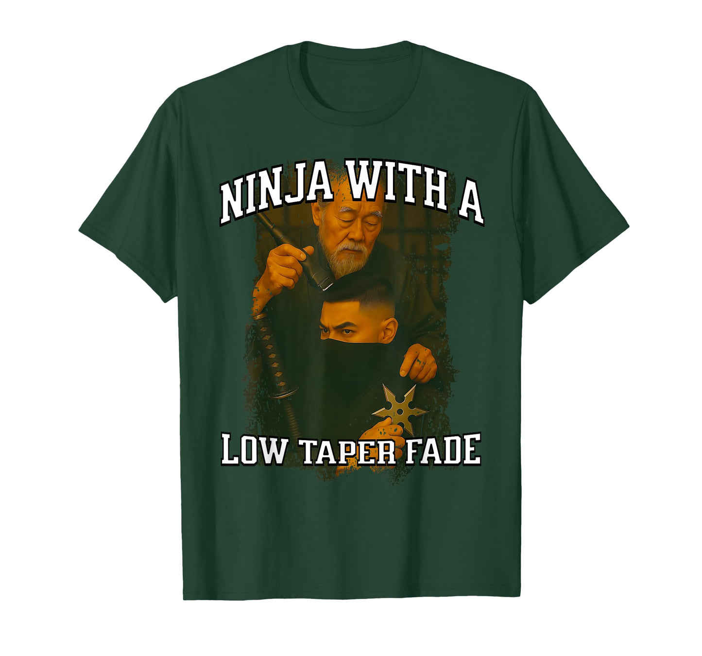 Ninja With A Low Taper Fade Ironic Meme Sigma Brainrot Quote T-Shirt