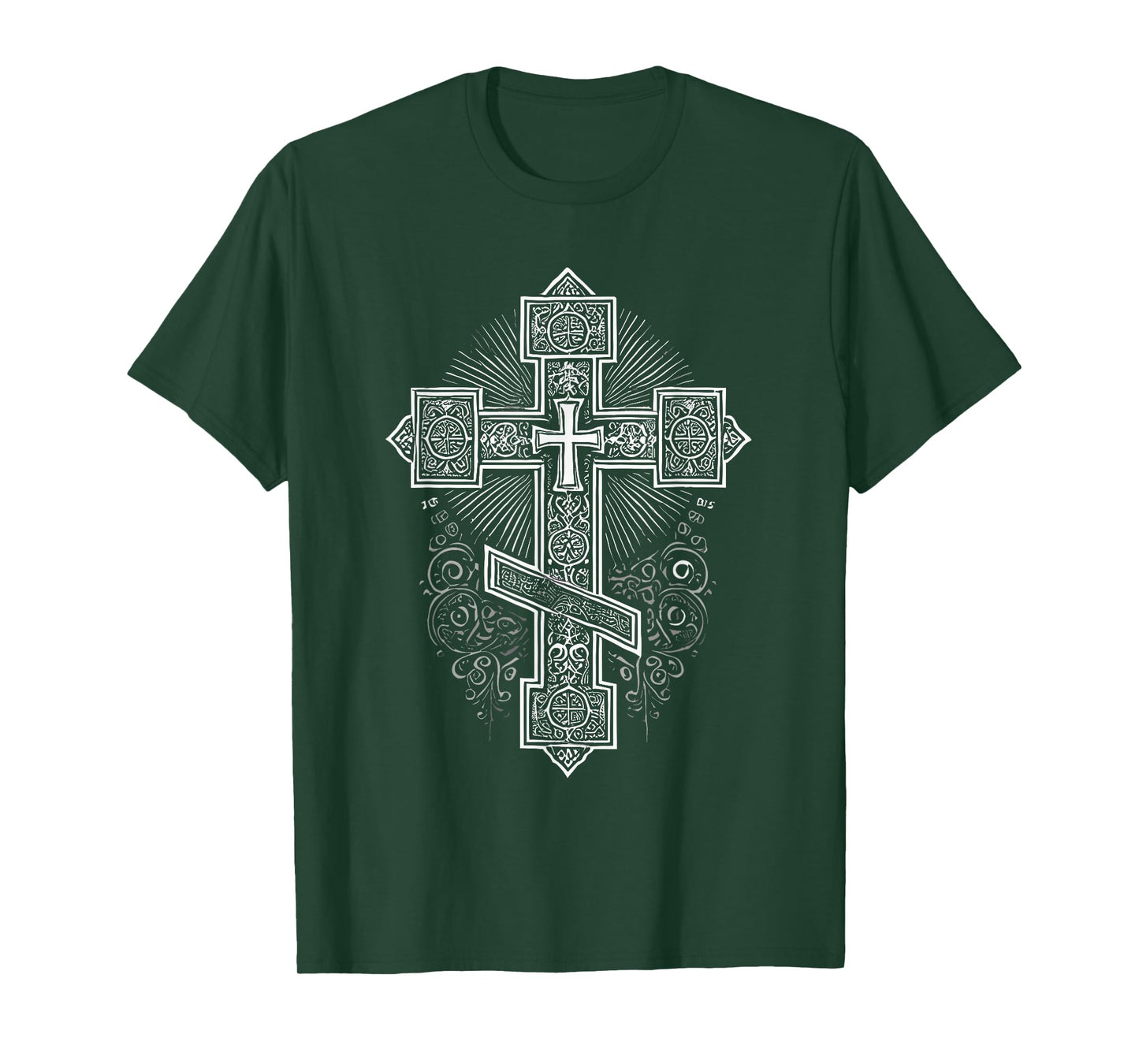 Calvary Cross of Russian Orthodox Church Russian Orthodox Christian Unisex-Adults T-Shirt Black Small Modern Cross Christian Classic T-Shirt