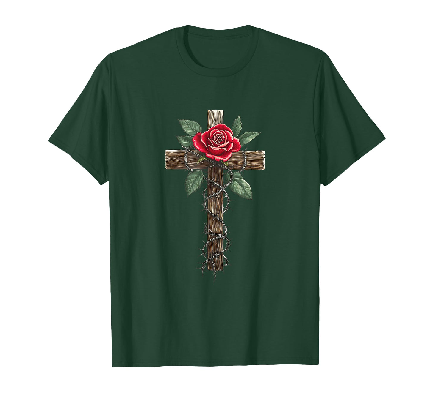 Cross with Rose and Thorns T-Shirt