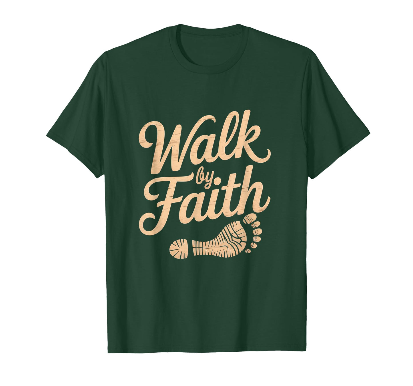 Walk by Faith Footprint Christian Graphic Tee T-Shirt