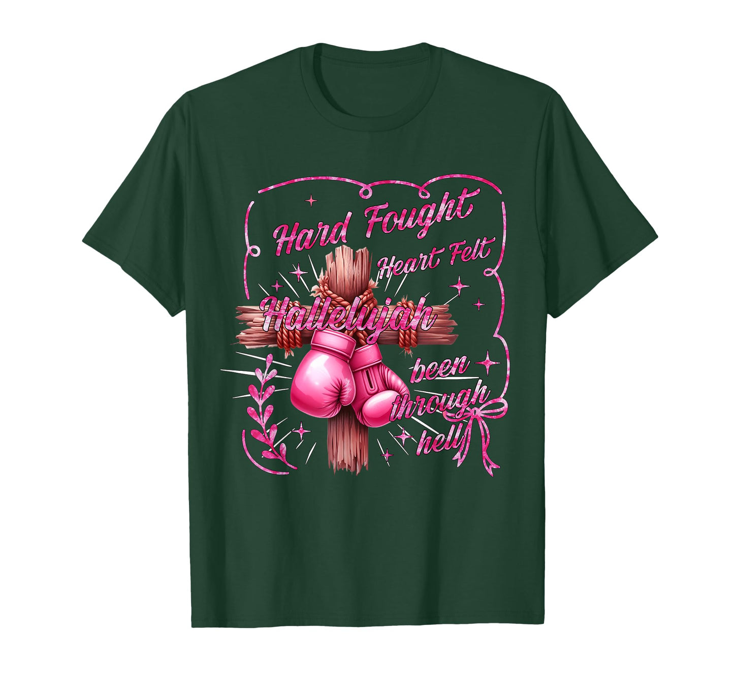 Brandon Hard Fought Hallelujah Praise Jesus Coquette Bow T-Shirt