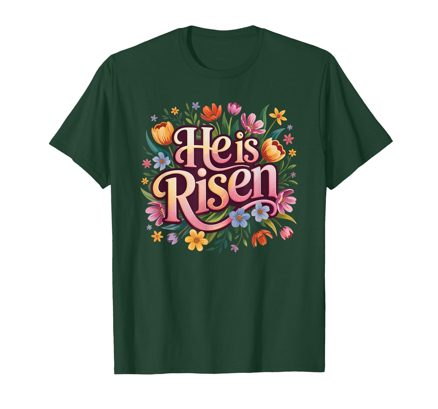 He is Risen Christian Easter Floral Graphic T-Shirt