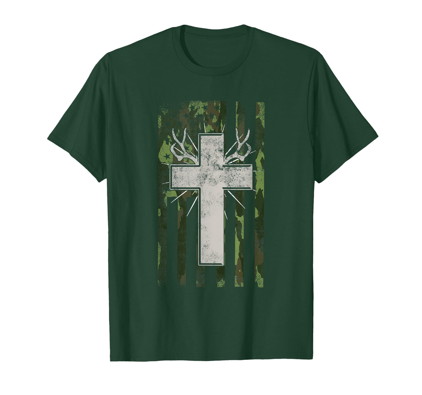 Jesus Christian Cross Hunting American Flag Camo Deer Hunter Women Men T-Shirt