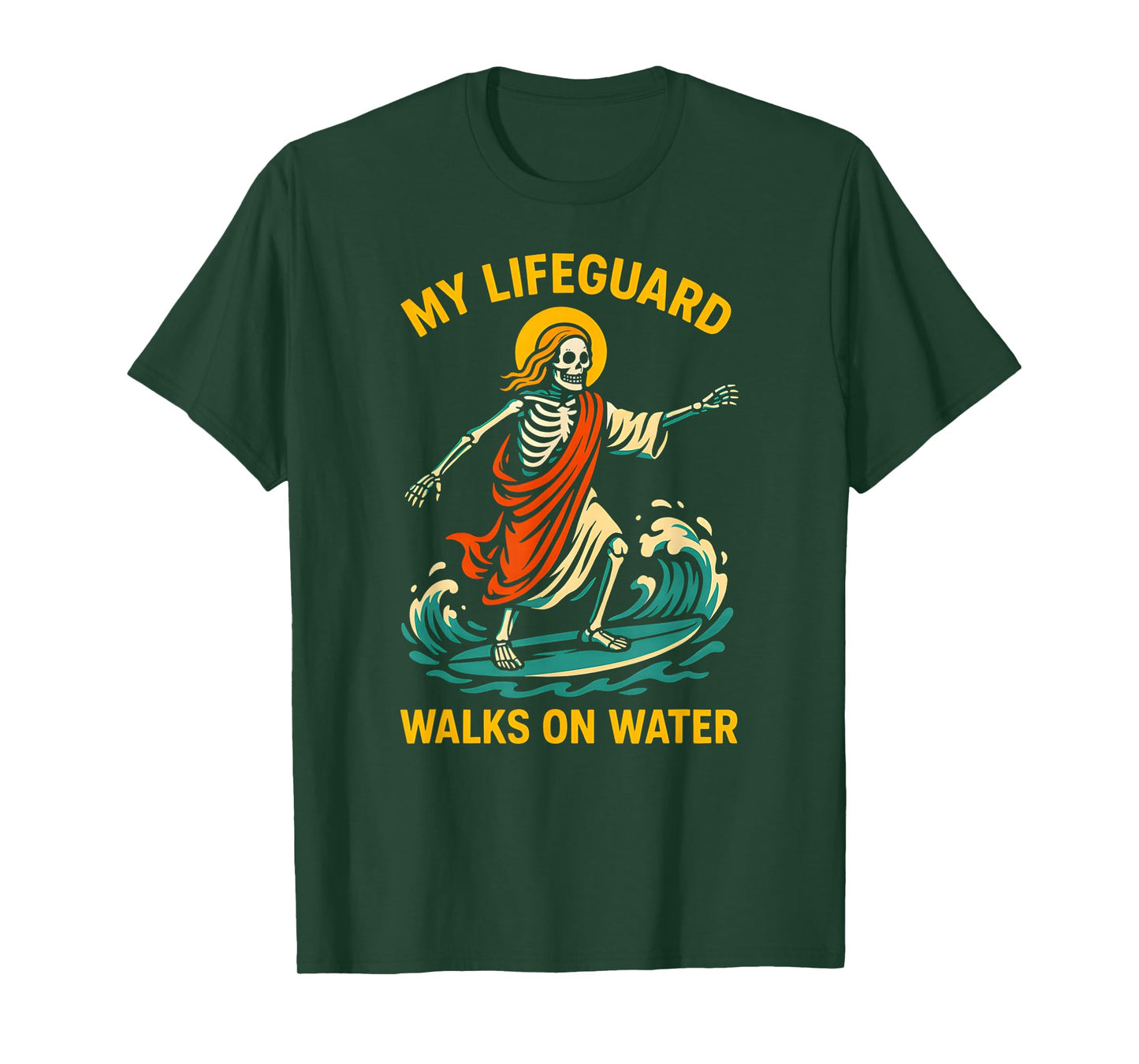 Jesus My Lifeguard Walks on Water Fun Mens Christian Faith T-Shirt